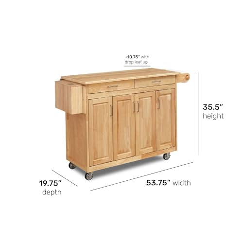 Homestyles General Line Natural Mobile Kitchen Cart, 54"W