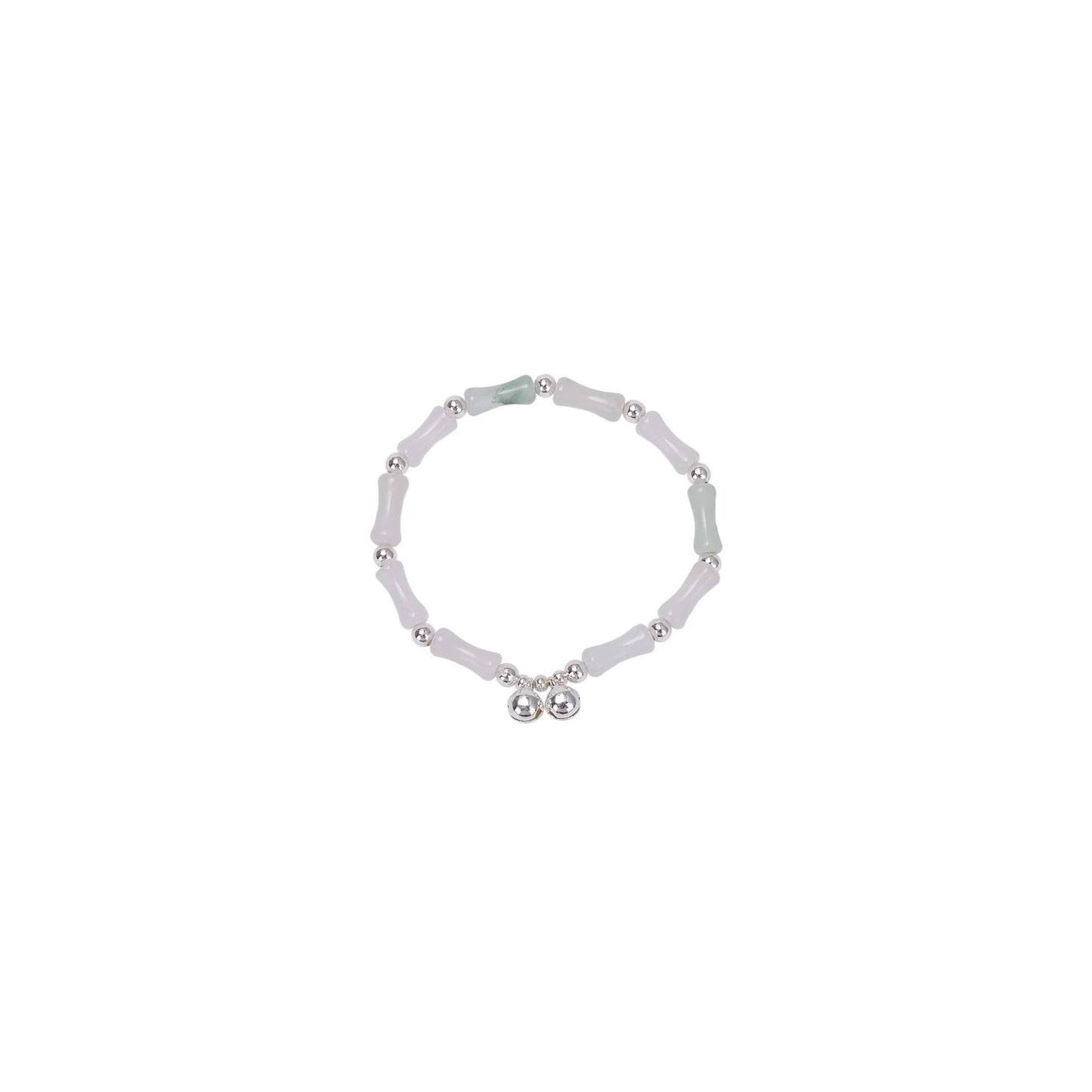 Mnyixsi Jade Bamboo Shape Beaded Jade Bracelet Bell Bamboo Bracelet Tianshan Jade Bracelet Adjustable Bangle Cuff Jewelry Gift for Women Men