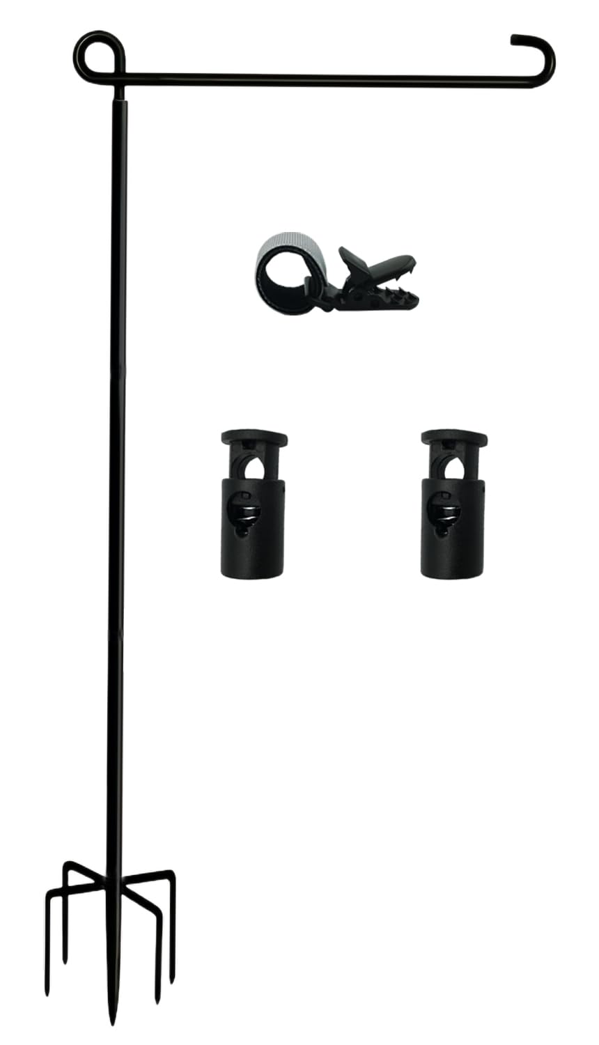 Garden Flag Stand-Holder-Pole High 50 Inch with 5 Prong Base Garden Flag Stopper and Anti-Wind Clip for Small Garden Flags 12 x 18,Decorative Flags,Yard Flags,Seasonal Flags 2 Pack