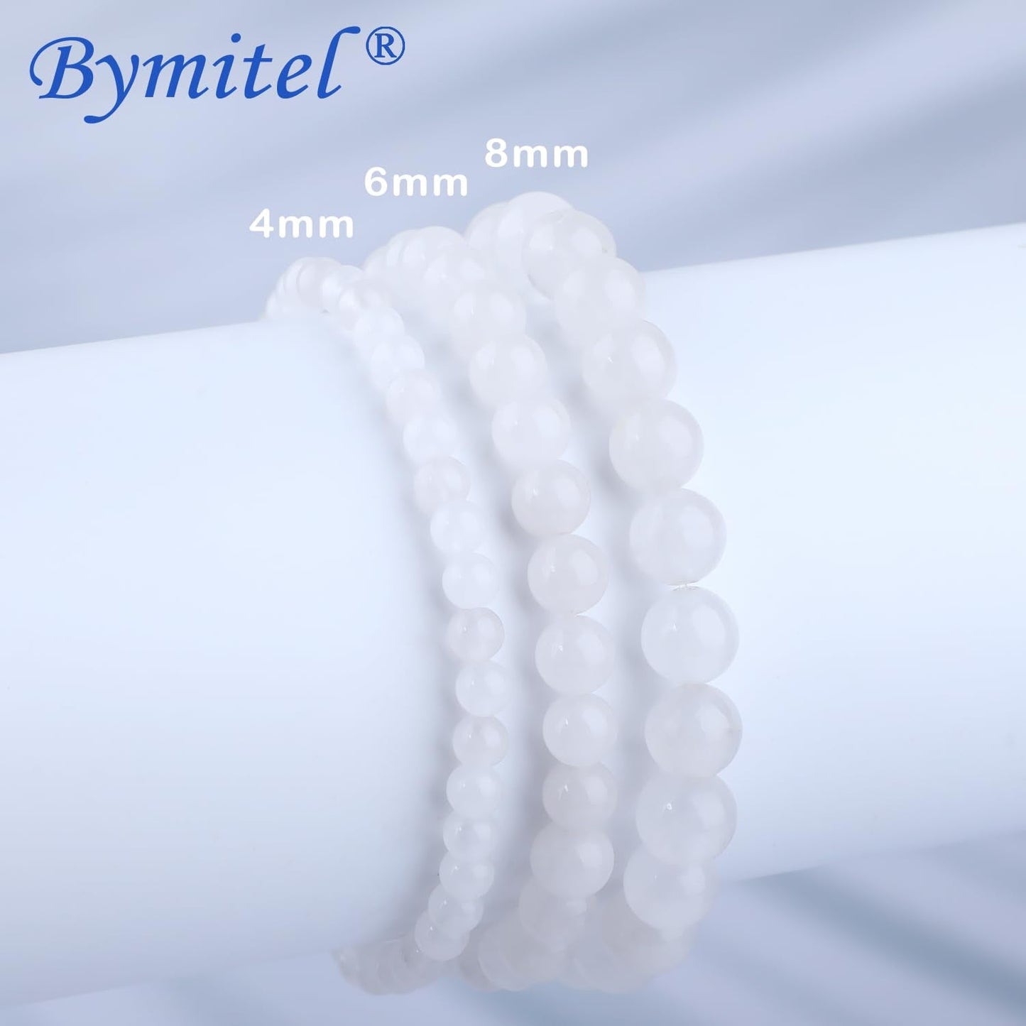 Bymitel 8mm White Jade - Handmade Reiki Gemstone Stretch Bracelet, Natural Beauty & Spiritual Essence, Crystal Healing for Unisex Adults