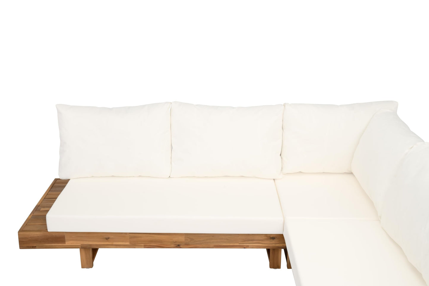 Christopher Knight Home Tenny 5-Seater Acacia Wood Patio Furniture Set, Outdoor Conversation Set with Coffee Table, Patio Sectional Sofa Set for Backyard/Balcony, Teak+Beige