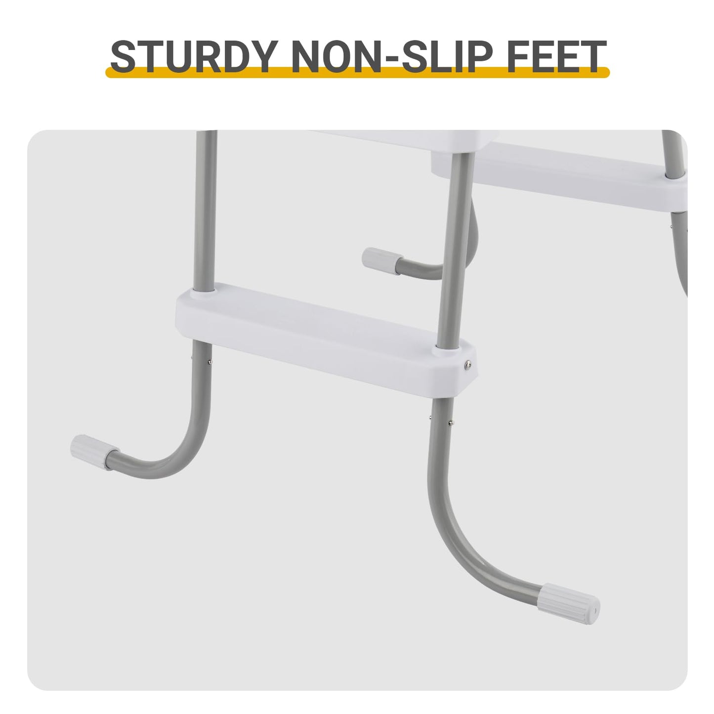2 Steps Pool Ladder for Above-Ground Pools – 33in Max Height Iron Grey Frame + White PP Steps – Heavy-Duty 300 lbs Capacity – Rust-Resistant & Tool-Free Assembly