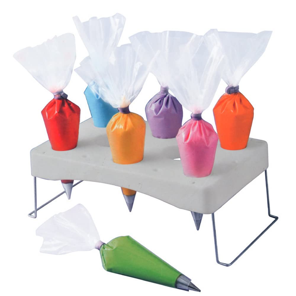 WLSANX Piping bag shelf Decorating bag rack Cake decorating frosting bag rack Stainless steel feet Cake tools DIY baking 12 cavity cream bag rack (1 Pack)