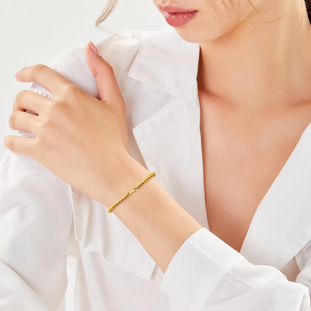 Free bird November Birthstone Bracelet Citrine Bracelet 14K Gold Plated Stretch Birthstone Beaded Bracelet with Yellow Topaz Stone Gold Bracelet Jewelry for Women