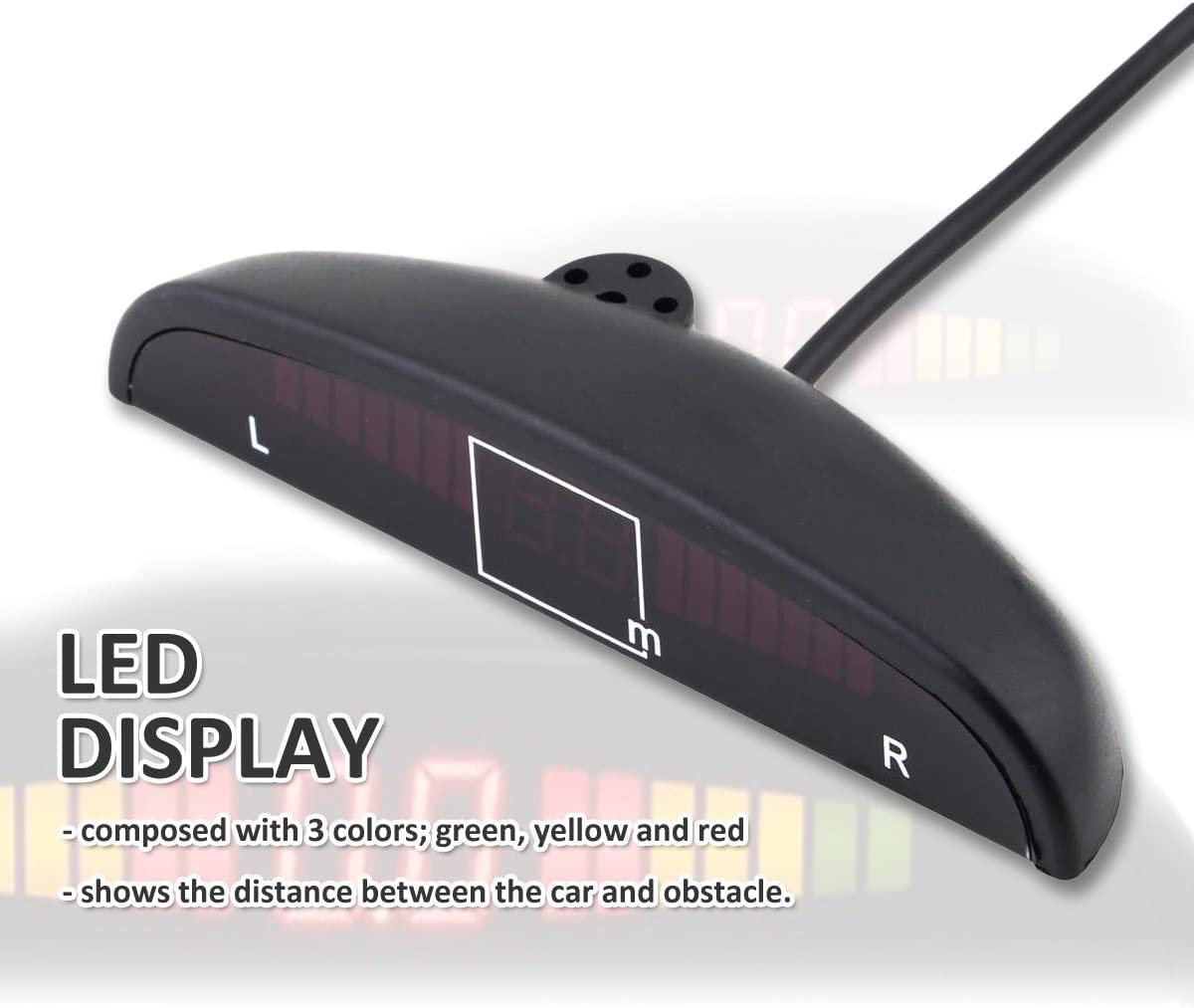 ZONETECH New 4 Parking Sensors LED Display Car Reverse Backup Radar System 10 Pack