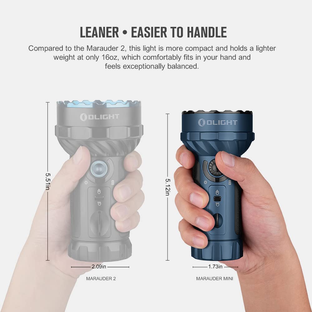 OLIGHT Marauder Mini 7,000 Lumens Bright Flashlight with 600 Meters Beam Distance, Powerful RGB Lights, Magnetic Rechargeable for Outdoors Work, Hunting, and Searching(Midnight Blue)