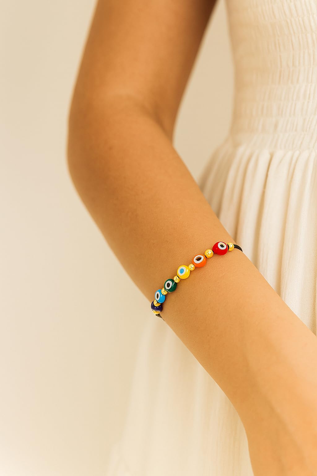 BABY SHOWER CHOCOLATE 7 Chakra Bracelet with Evil Eye Beads – Handmade Natural Stone Energy Bracelet for Protection, Balance & Positivity – Adjustable Unisex Jewelry Gift