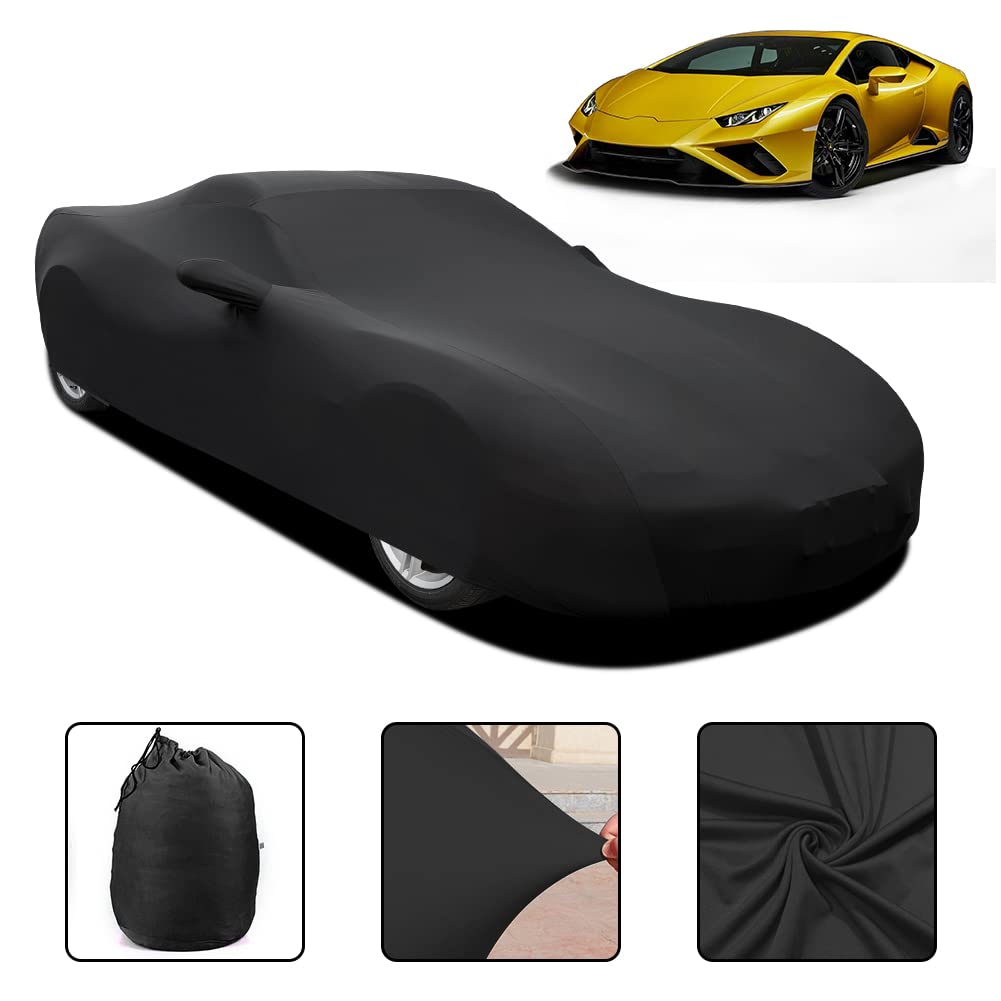 WinPower Indoor Sports Car Cover Stretch Dustproof Protection Full Car Cover for Underground Garage, Car Show, Black