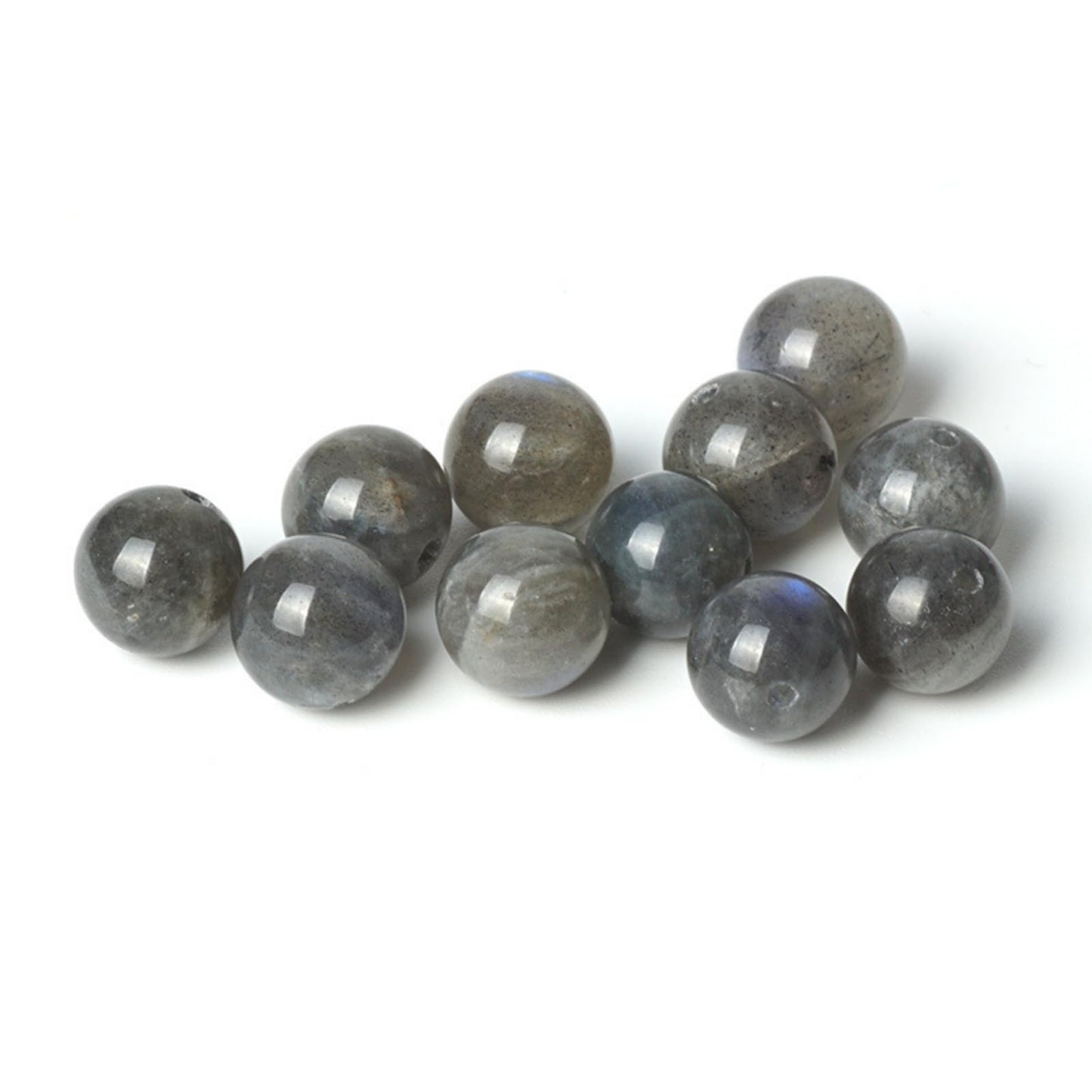 100Pcs Natural Stone 8mm Grey Moonstone Round Loose Gemstone Energy Healing Beads Hole Size 1mm DIY Smooth Beads for Bracelet Necklace Earrings Jewelry Making