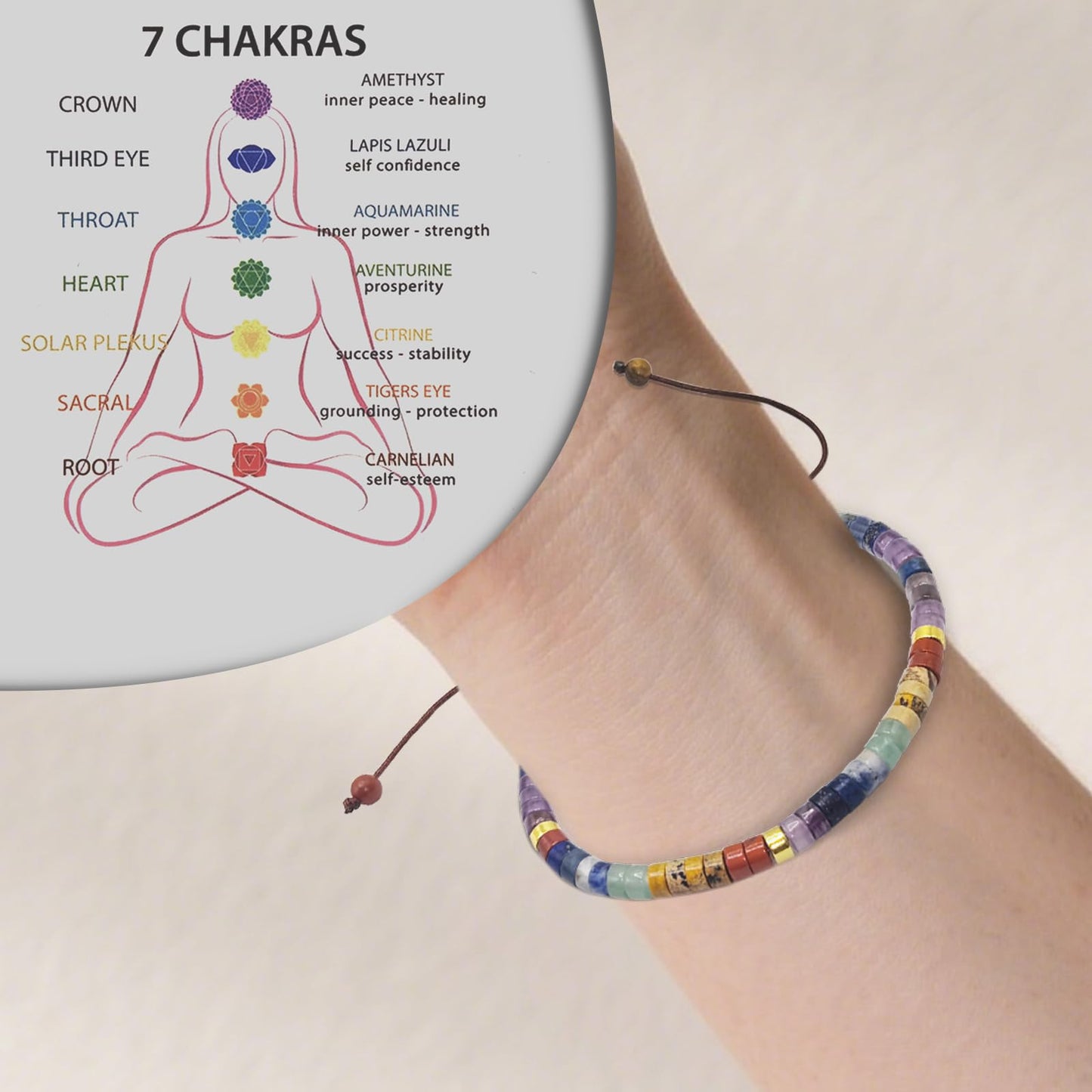 Vyooxcy Chakra Bracelets for Women,7 Chakra Bracelet Crystal Beaded Healing Bracelet for Women Spiritual Bracelets ,Healing Crystals Meditation Relax Women Anxiety