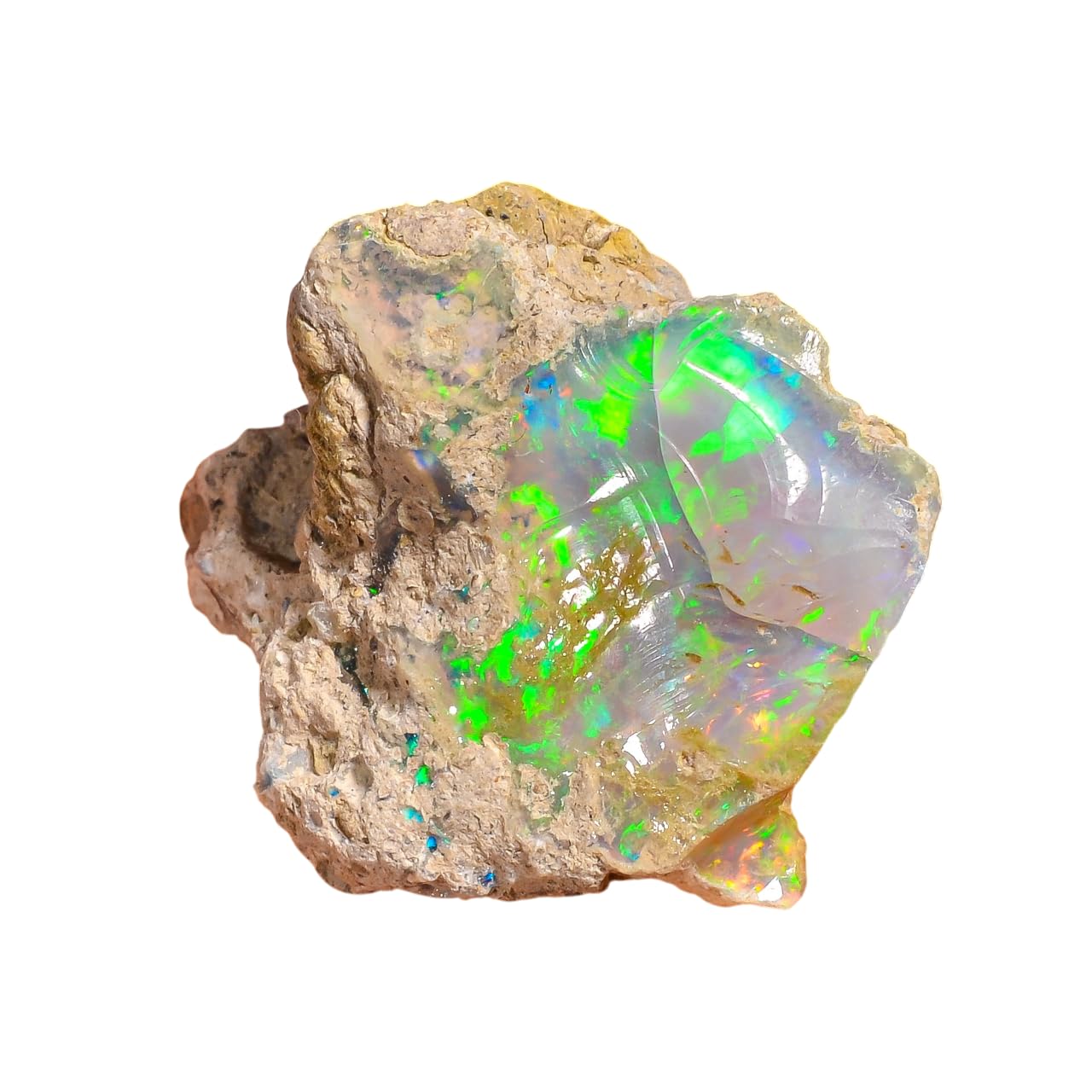 22.00 Cts Wire Fire Ethiopian Opal Rough Loose Gemstone | Natural MultiColor Raw Crystal Stone 27x23x11MM for Jewelry Making