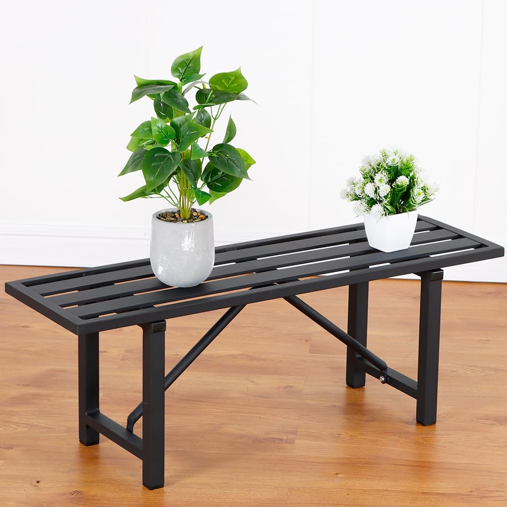 DHYGOTFUR Plant Stand - Indoor/Outdoor Extra-Sturdy Aluminum Plant Stand with 300 LBS Capacity (L37.8 x W11.4 x H13.8 inch)