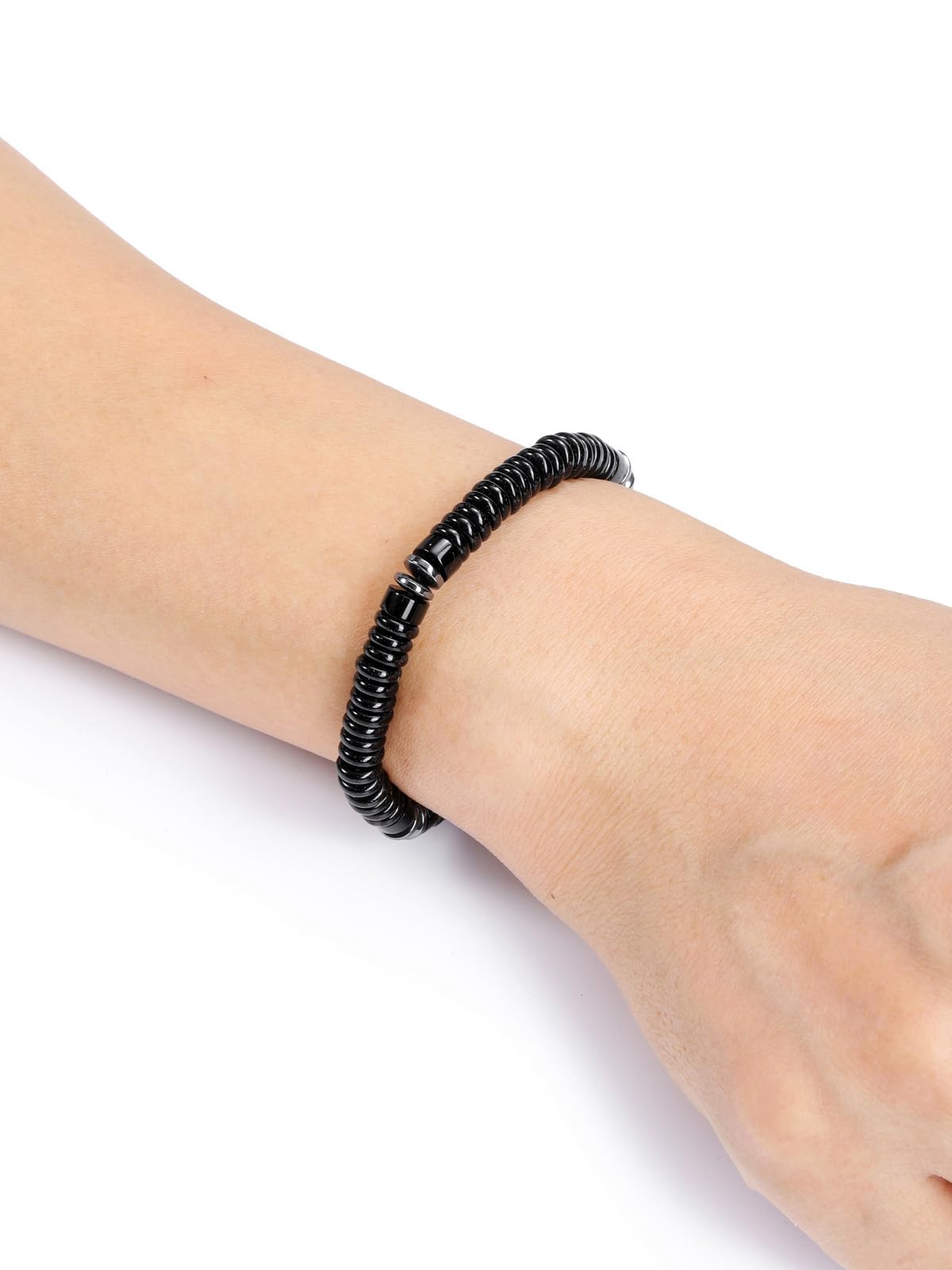 Jovivi Healing Crystal Bracelet for Men Hematite Black Obsidian Gemstone Beaded Bracelets Adjustable Protection Crystals Natural Stone Beads Bracelet for Men Women Anxiety Relief