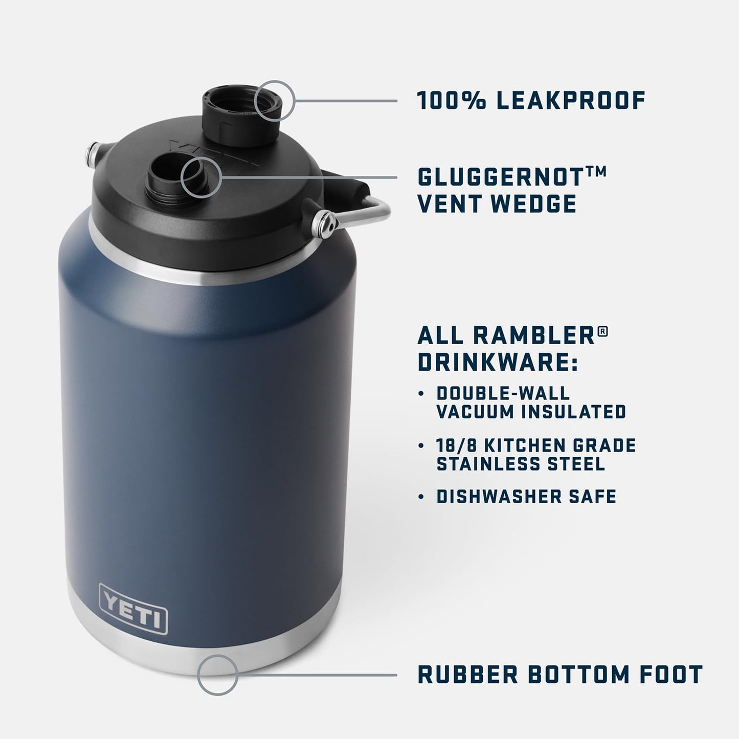 YETI Rambler Gallon Jug 2.0, Vacuum Insulated, Leakproof, Stainless Steel with MagCap, Black Forest Green