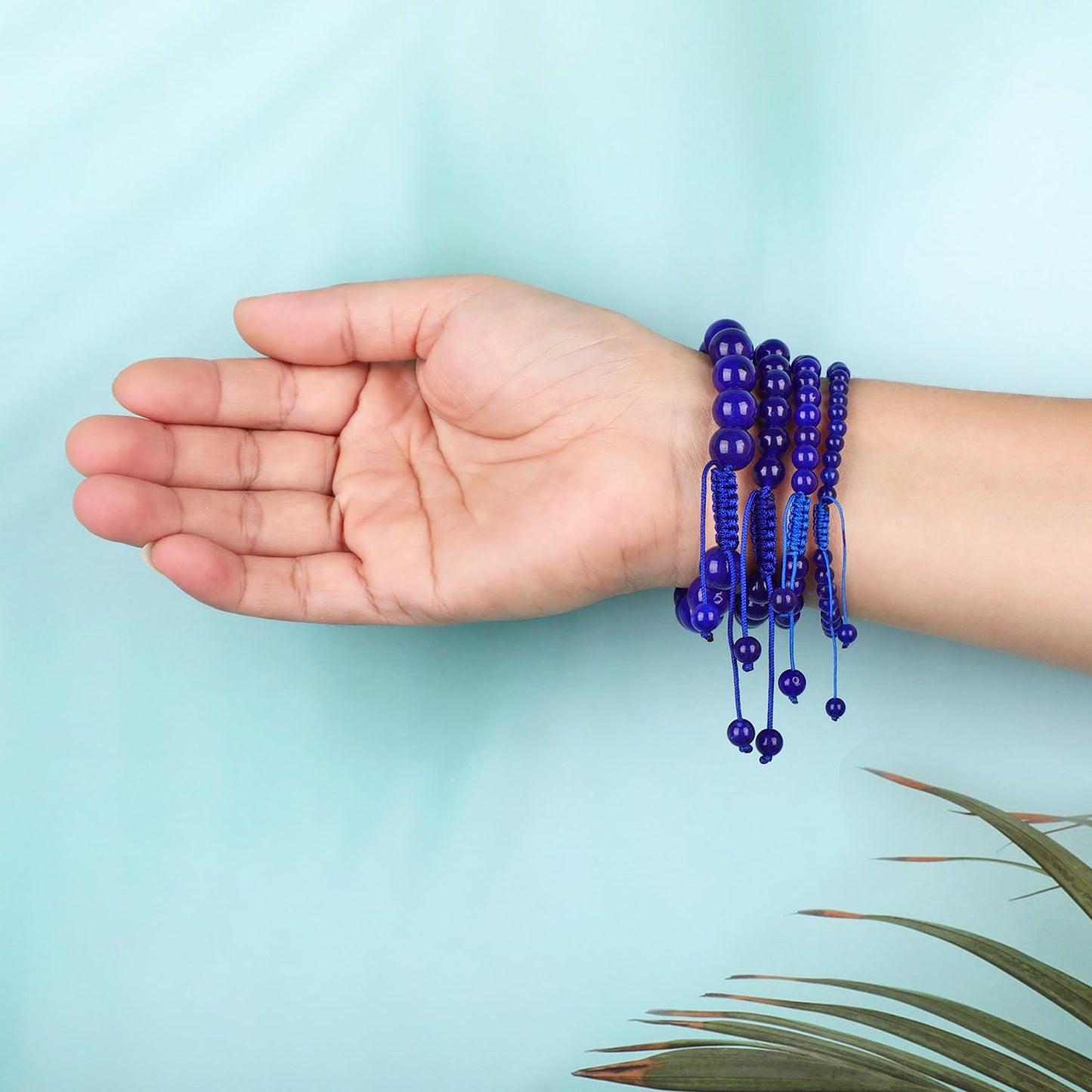 AD Beads 8mm Blue Lapis Jade - Profession Success - Handmade Natural Stone Crystal Bracelet with Adjustable Macrame String - Yoga Healing Power Energy Gifts for Men and Women