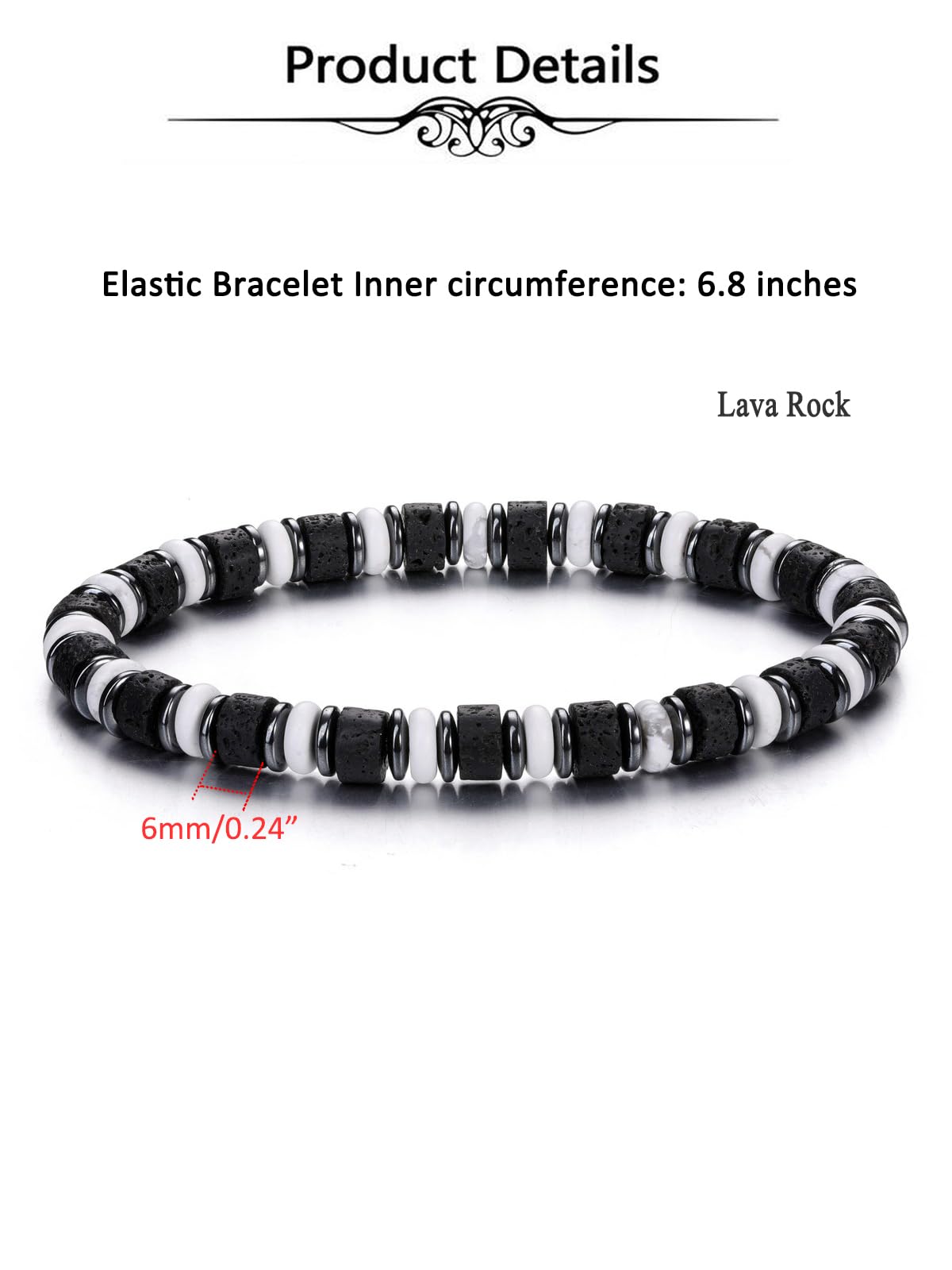 Top Plaza Triple Protection Bracelet for Men Lava Rock Stone Hematite Bracelet Natural Handmade Gemstone Beaded Bracelets Balance Meditation Jewelry Christmas Gifts