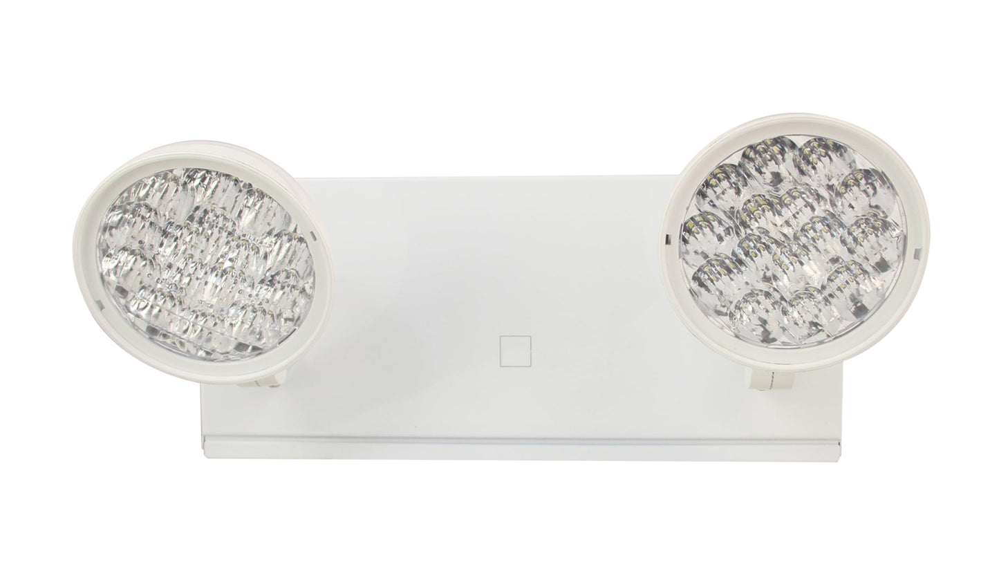 TANLUX New York City Approved Emergency Light, Emergency Lights with Battery Backup, White Steel Housing, AC 120/277V, Two Heads On Front Shell