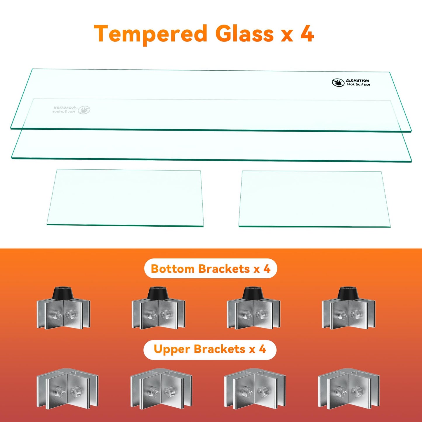 Skyflame 30 x 14 Inches Rectangular Fire Pit Glass Wind Guard for Outdoor