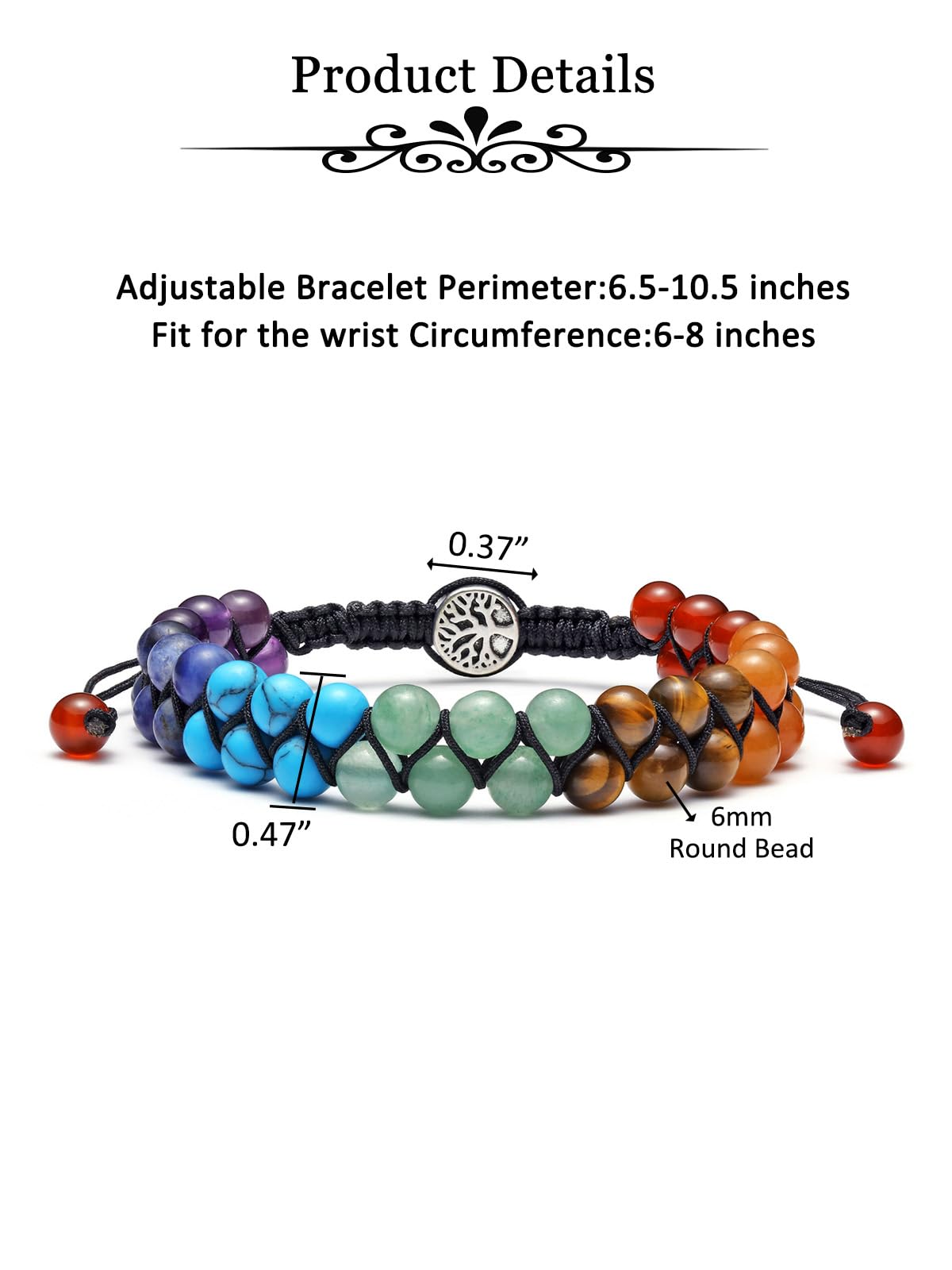 MANIFO 7 Chakra Healing Crystals Bracelet Womens Reiki Stone Rope Braided Gemstone Bracelets with Life Tree Charm Christmas Gift