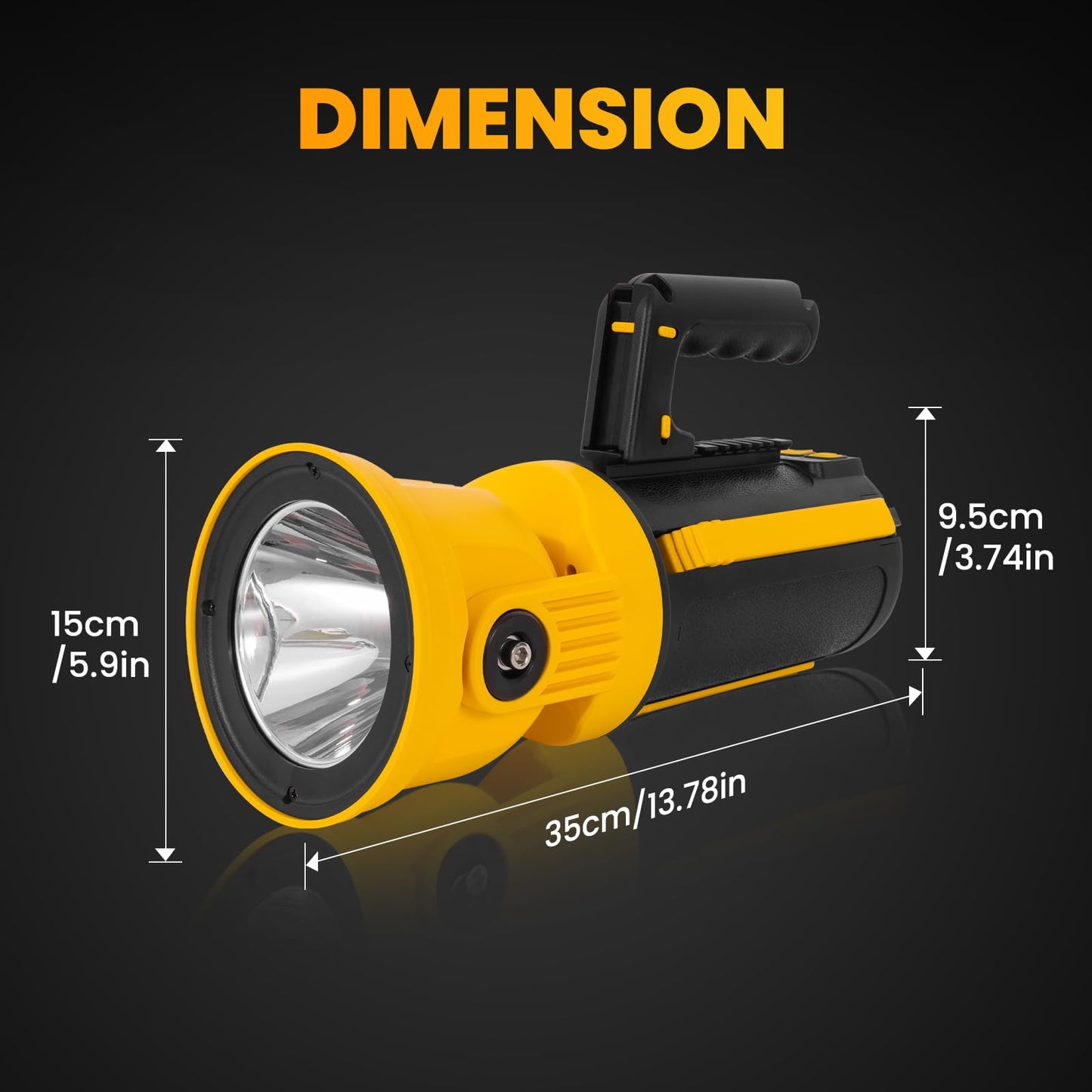 LETOUR Rechargeable Led Spotlight Flashlight with 90° Rotate Head Super Bright Spot Lights Outdoor Handheld, IPX6 Waterproof Flashlight for Emergencies