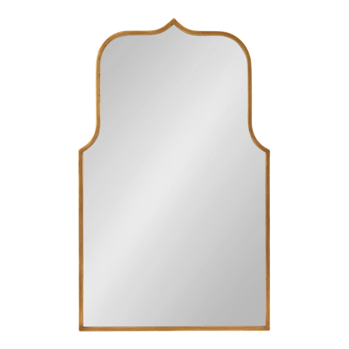 Kate and Laurel Gezella Glam Scalloped Arched Wall Mirror; 22 x 36; Antique Gold; Stunning Glamorous Decorative Tall Arch Mirror with Soft Scallops and Slim Moroccan Frame