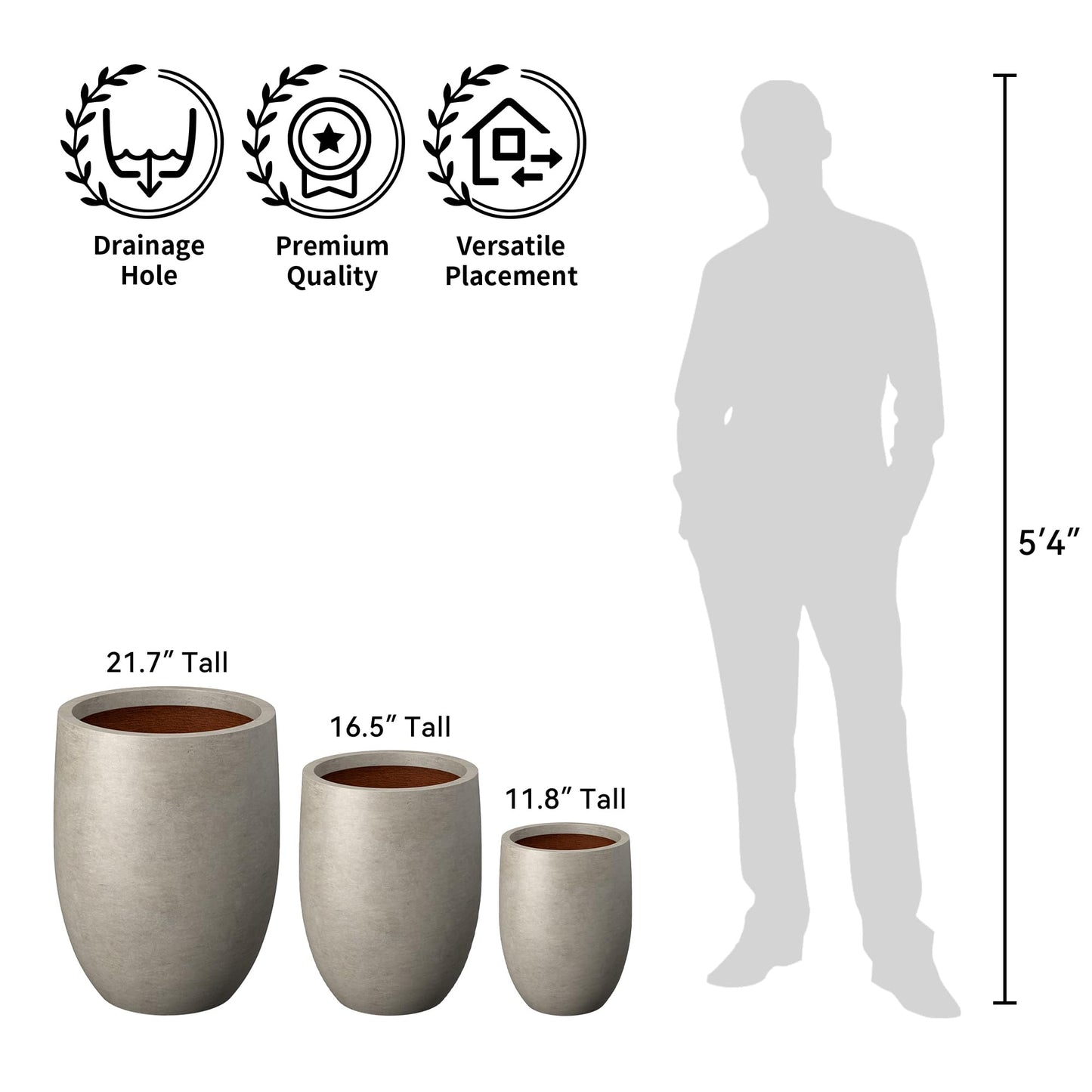 Kante 11.8" Small Concrete Planter, Compact Plant Pot with Drainage Hole & Rubber Plug β Lightweight Cement Container for Indoor Desktop, Windowsill, Home Office, Gift for Kids Students