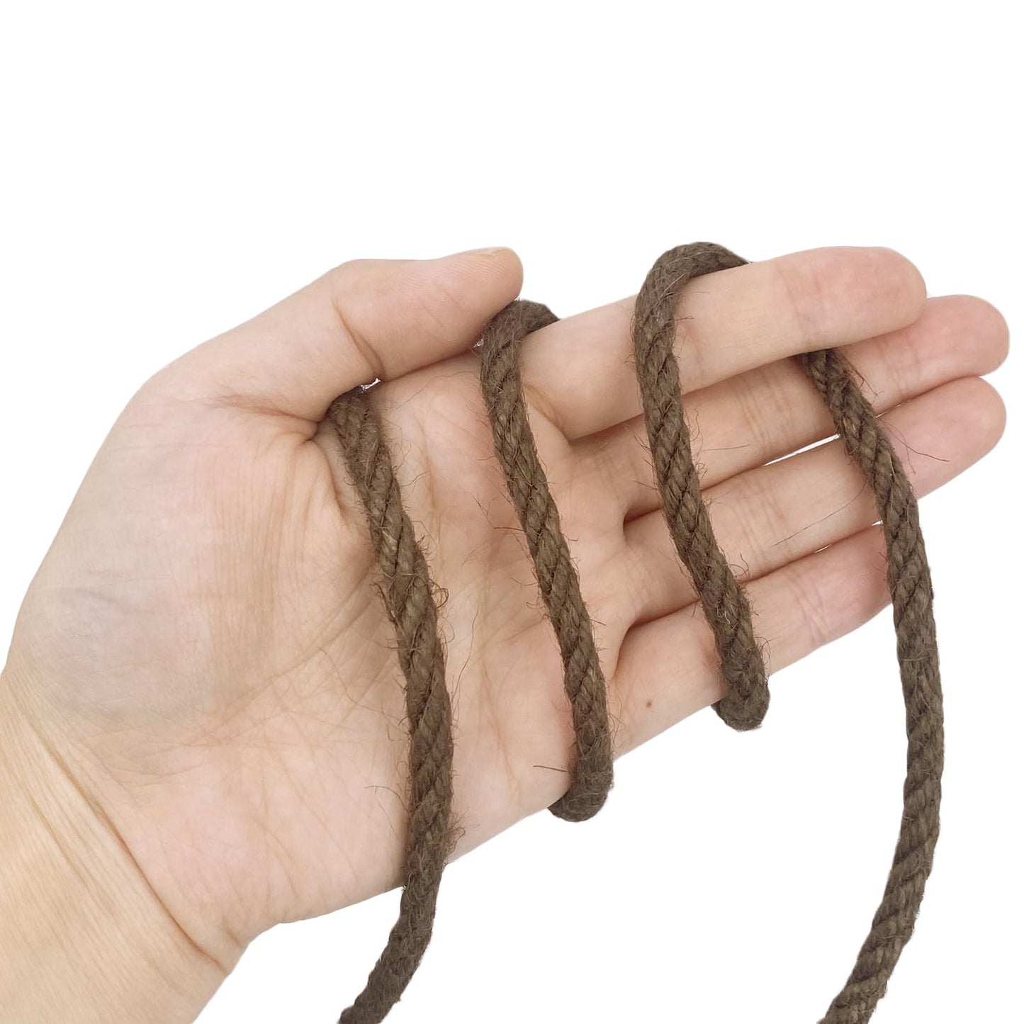 Leecogo 6mm Jute Rope 100 Feet Natural Craft Rope Twine String Perfect for Home Gardening Macrame Arts Crafts DIY Cat Scratching Post Replacement Repairing Recovering Cats Toy Making,Dark Brown