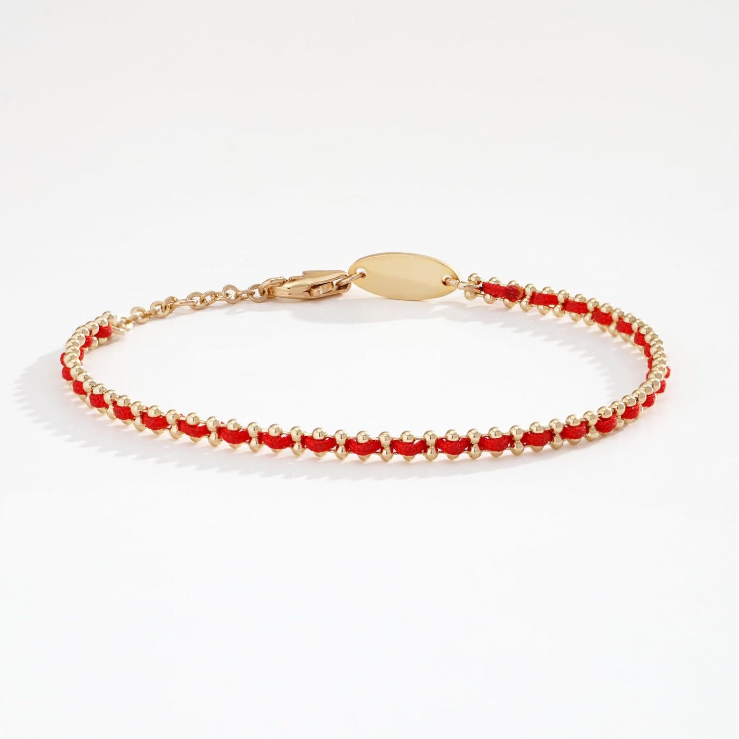 LEGENSTAR Gold Bracelet for Women 18K Gold Dainty Plated Lucky Bracelet for Women Handmade String Interwoven with Gold Chain Adjustable Length Simple Gold Bracelet Fashion Accessory