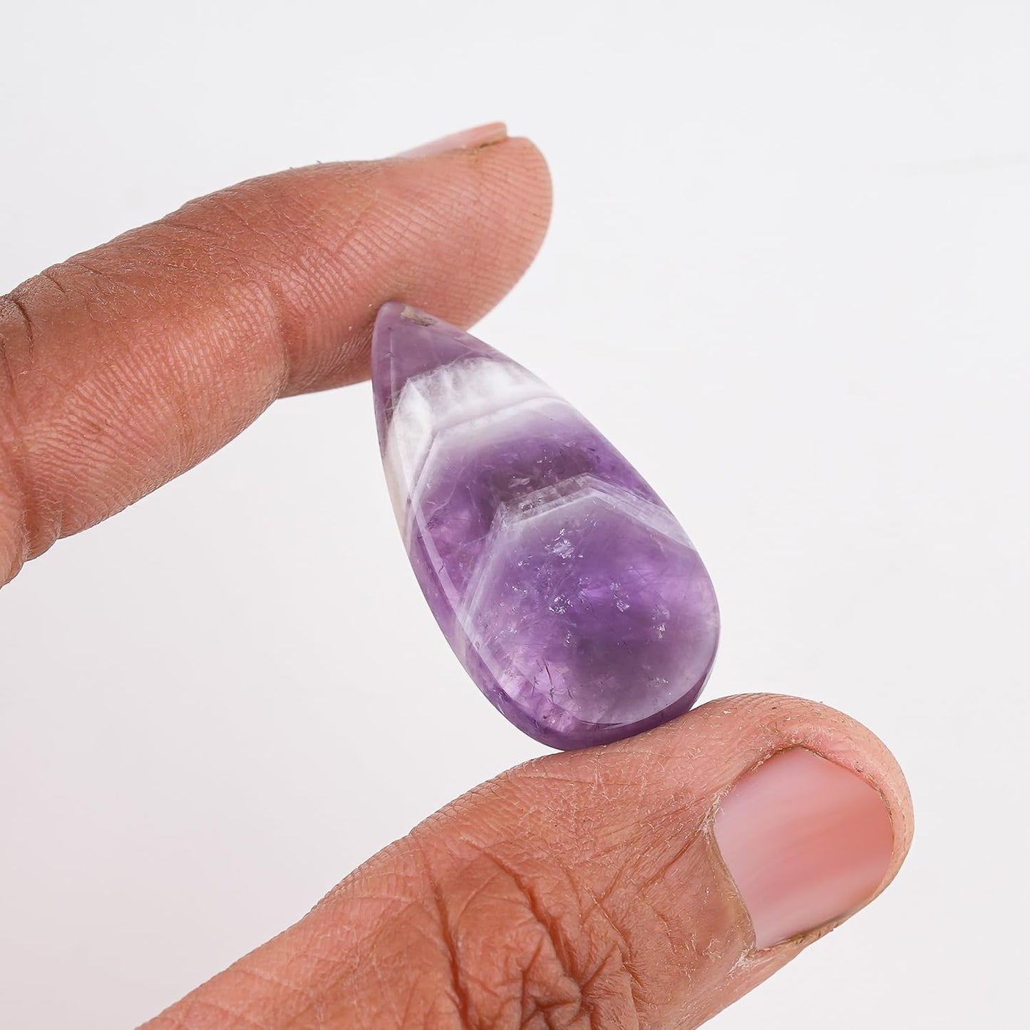 CRYSTALINES 5pcs, Natural Chevron Amethyst Gemstone, Bulk Flatback Cabochon Stone, Polished Loose Supplies for Jewelry Making, Wicca & Reiki Healing Crystals, Wire Wrapping, Gem Collection