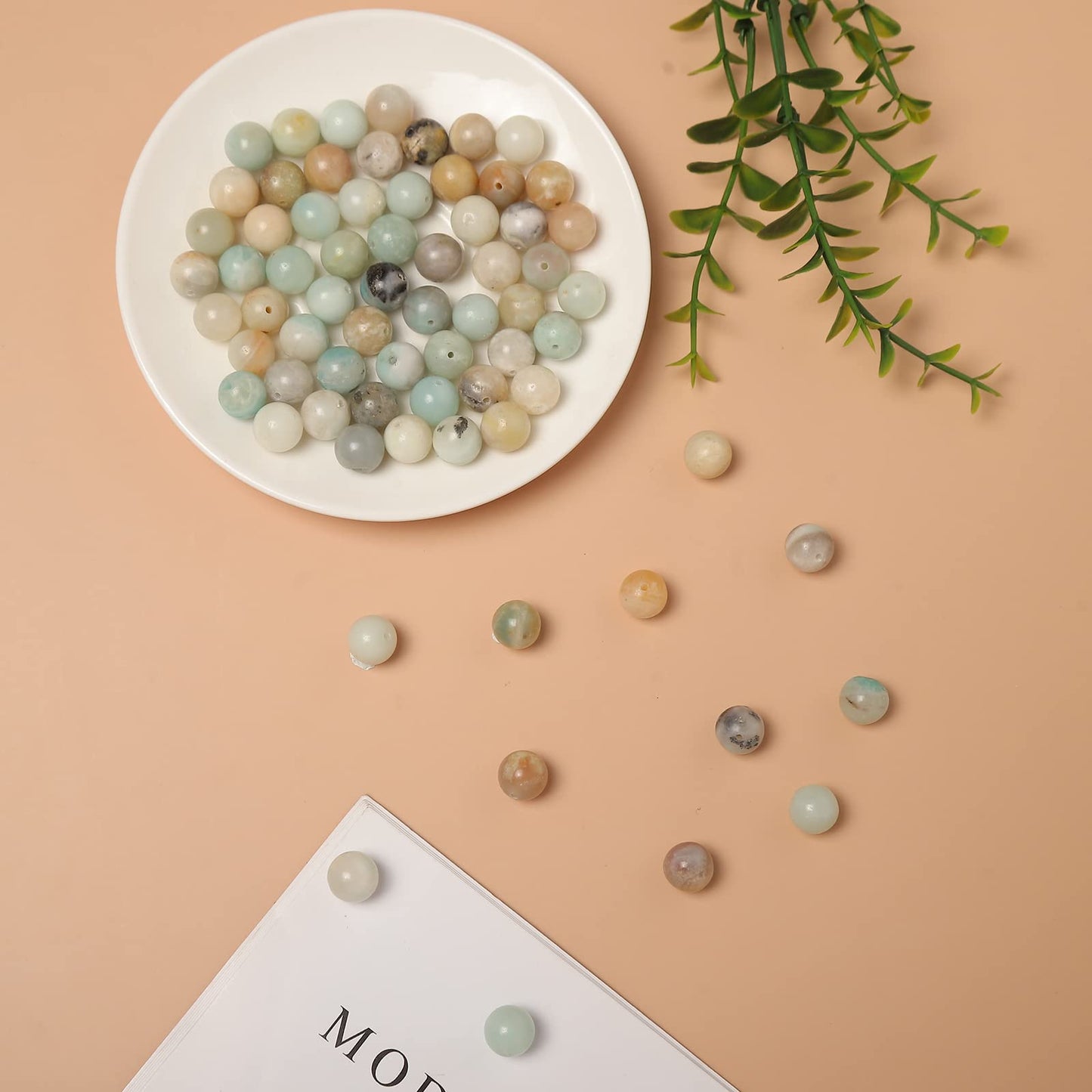 35pcs 10mm Natural Amazonite Gemstone Beads Energy Healing Crystal Round Loose Stone Beads for Jewelry Making, DIY Bracelets Necklaces
