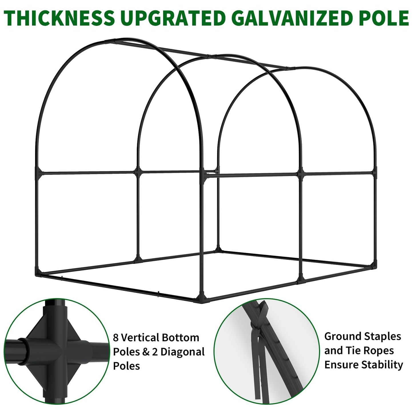 Greenhouses for Outdoors, 8.2 x 6.6 x 6.6 ft Premium Walk-in Greenhouse with Heavy-Duty Steel Frame & Watering System – Portable Outdoor Garden Hoop House for Year-Round Planting