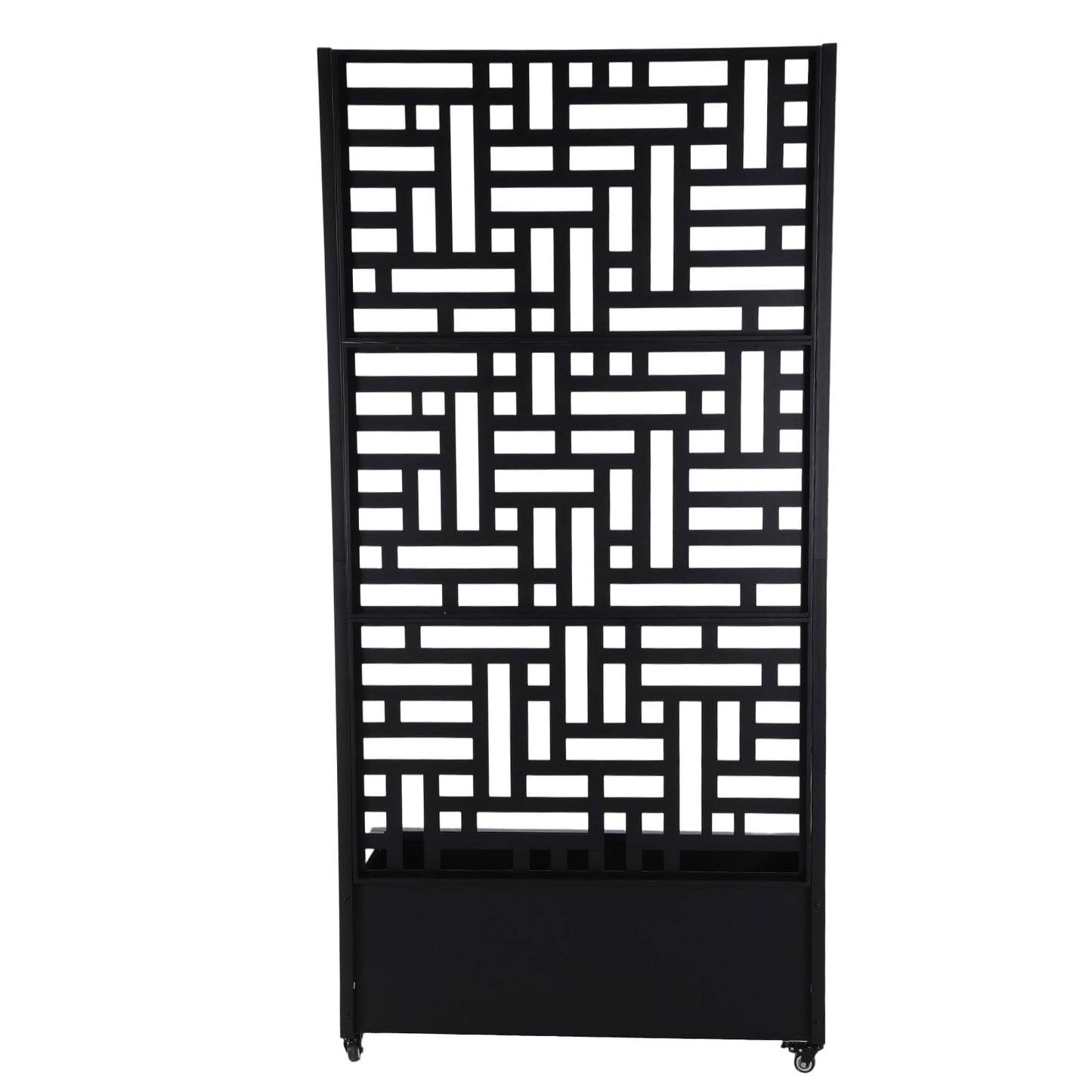 Hubxinly 70.87x35.43x15.75 Inch Metal Planter Box with Trellis and Wheels Raised Garden Bed with Drainage Holes Privacy Planters Suitable for Climbing Plants and Vegetables (02)