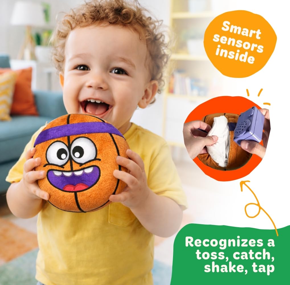 Move2Play, Hilariously Interactive Toy with Music & Sound Effects for Boy & Girl | Ball for Toddler & Baby | 6, 12, 18+ Months | 1, 2, 3+ Year Old (Basketball)