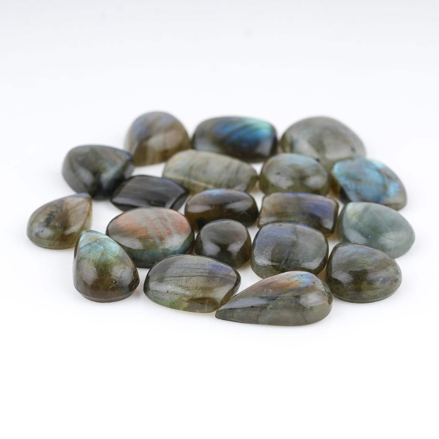 ColouredRocks 20pcs, 15-20mm, Natural Small Labradorite Cabochons Gemstones Crystals, Mix-Shapes, Jewelry Making Supply, Wire-wrapping, DIY, Crafting, Wholesale Bulk Gem Collection