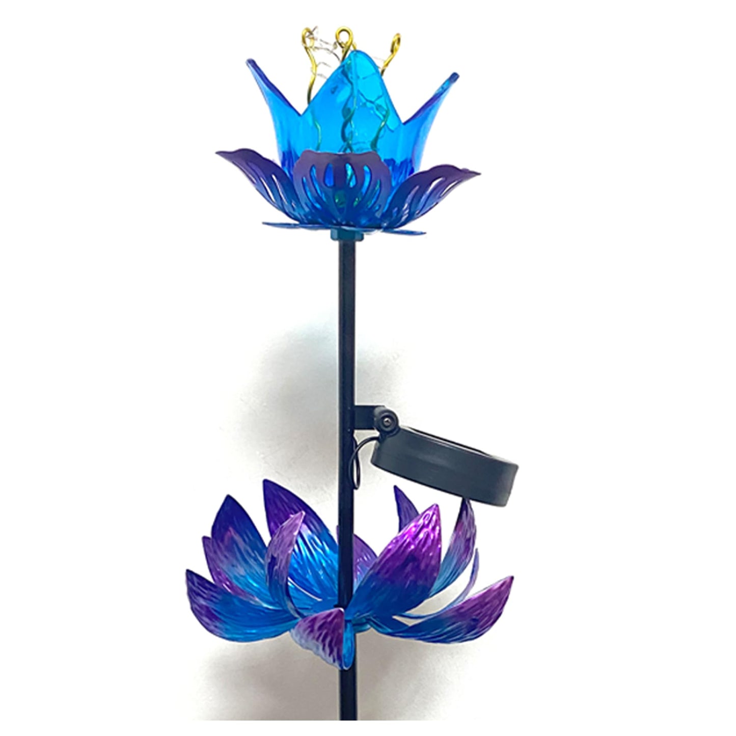 Solar Wind Spinner Outdoor, 63 Inch Metal Wind Spinner Yard Art with LED Lights, Three-Layer Flower Design Pinwheels for Yard and Garden Decor, Solar Garden Decor