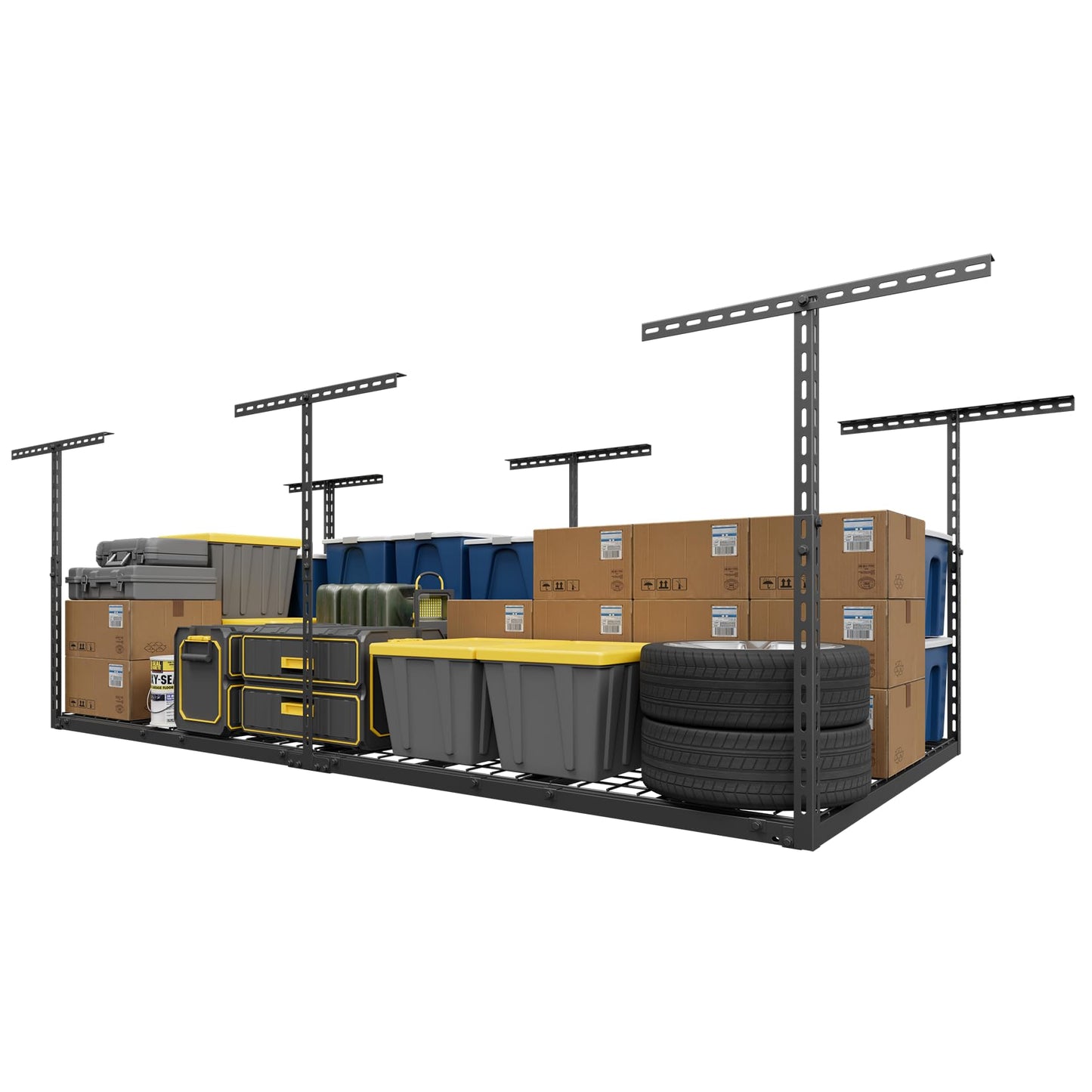 Jusgym 4X8FT Overhead Garage Storage Rack and 49.4" Large Power Tool Organizer Wall Mount