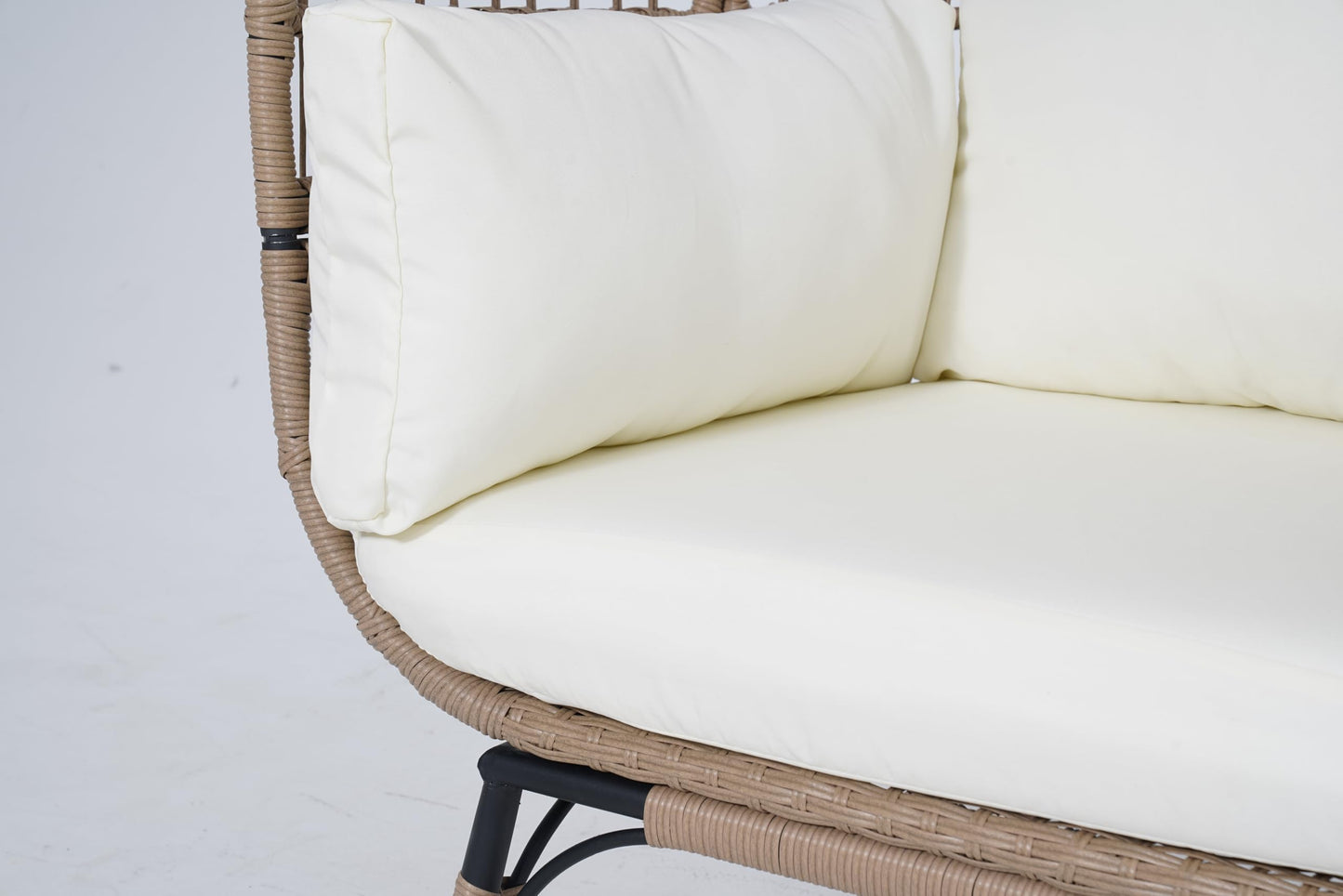 Hipicute Egg Chair, Wicker Egg Chair with Plush Cushion, Steel Frame and Metal Base, Lounge Chair for Indoor & Outdoor Patio, Living Room, and Backyard, Beige