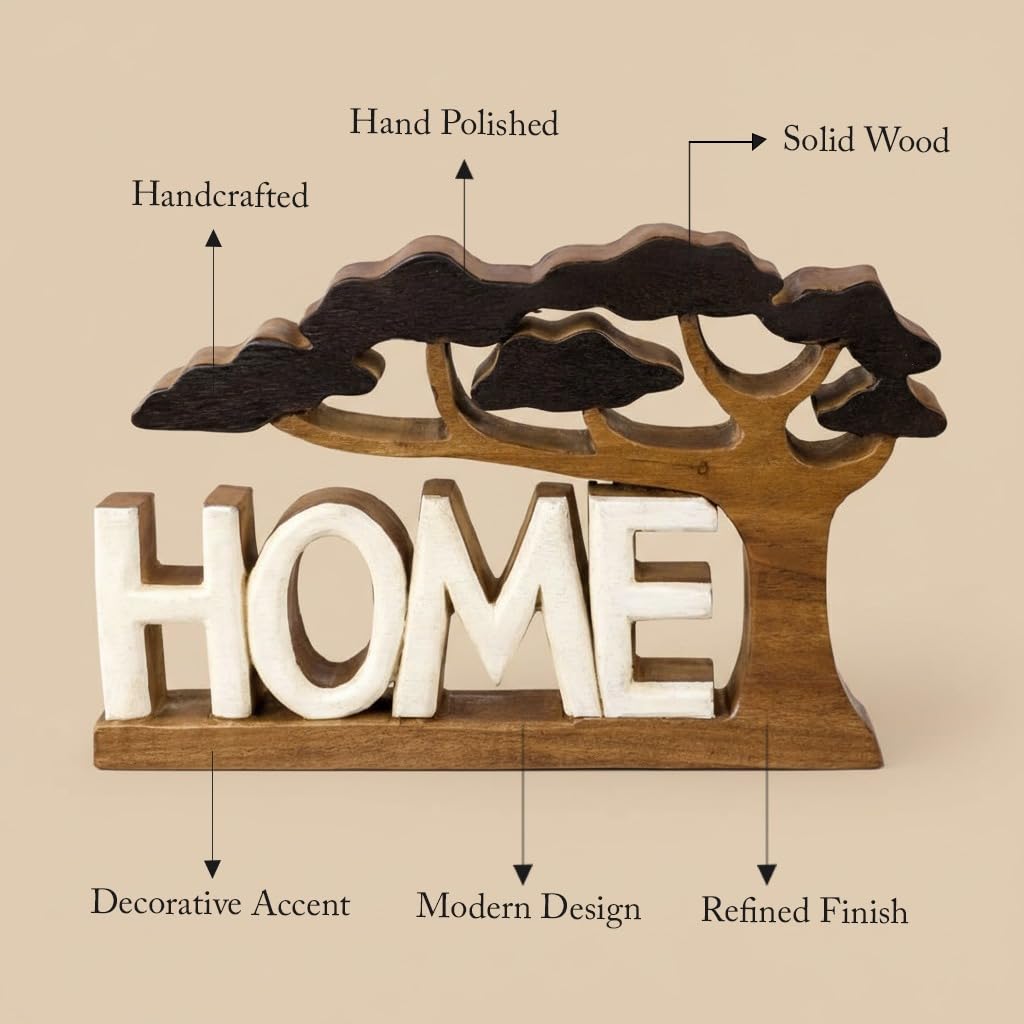 Decozen Wooden Home Sculpture, Gift for Mom, Home Decor, Living Room, Boho, Coffee Table, Centerpiece Table Decorations, Mantle, Shelf, Decor Farmhouse, Christmas Decorations, Mothers Day Gifts