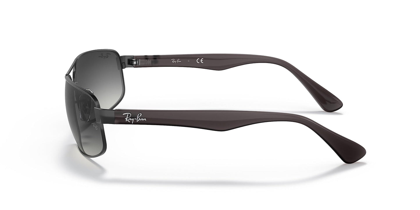 Ray-Ban Mens RB3445 Rectangular Sunglasses, Matte Black/Light Grey Gradient Dark Grey, 61 mm
