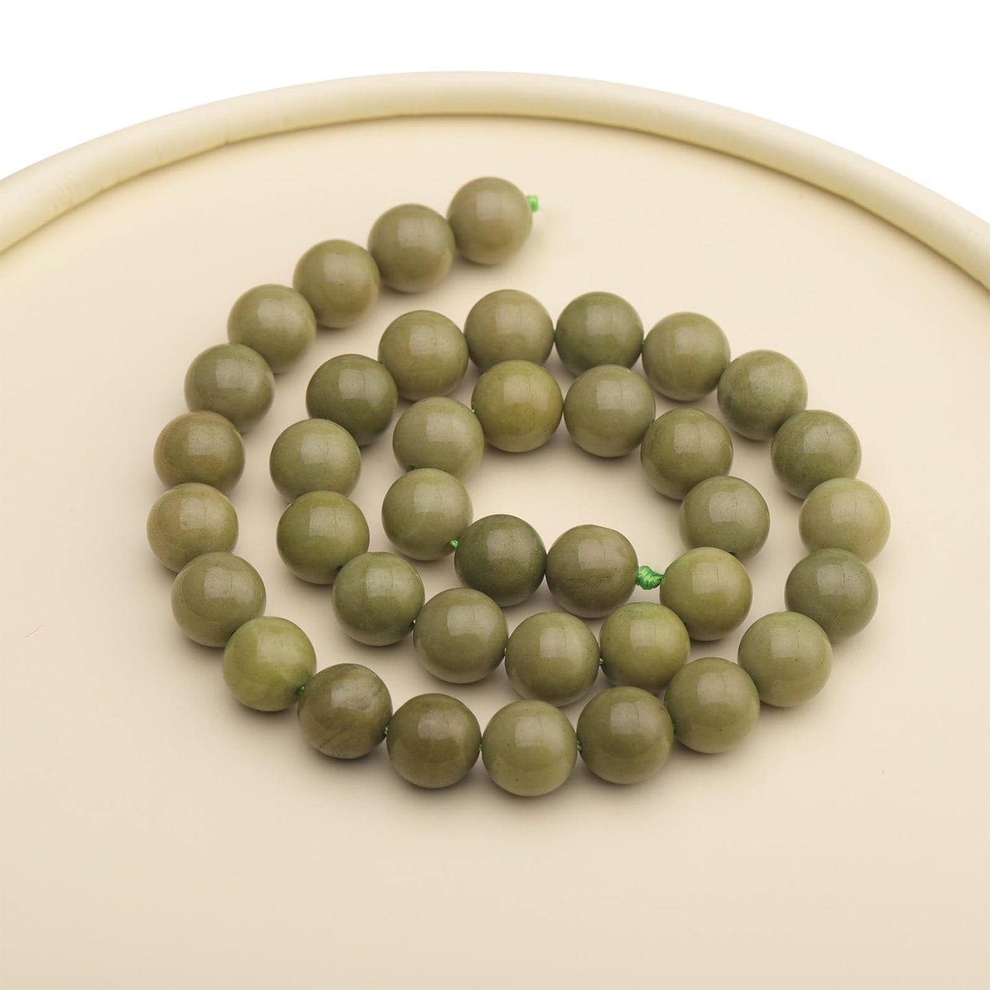 35pcs 10mm Natural Gemstone Beads for Jewelry Making Supplies,Avocado Jade Healing Crystal Polished Round Loose Stone Beads for Bracelet Necklace 15 Inch