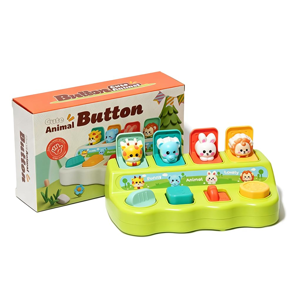 QXYXGS Pop Up Toys for 1 Year Old Boy Girl, Baby Interactive Animal Toy, Montessori Cause and Effect Learning Game, Fine Motor Skills Development, Birthday Gift for 6-12 12-18 Months Toddlers Green