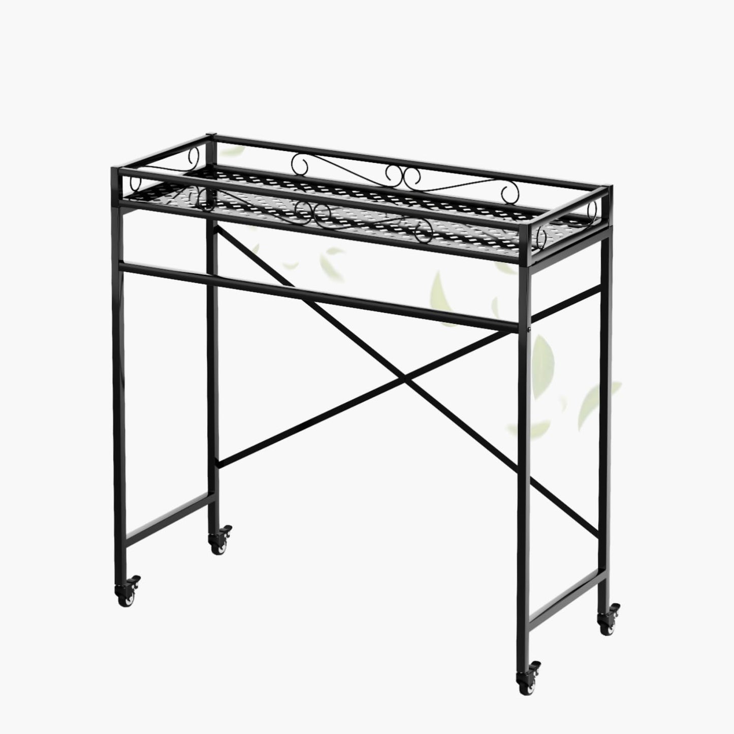 Zhongma 1 Tier Window Height Sturdy Metal Plant Stand with Wheels, 40.5x16x40.4 in High, Heavy Duty Succulent Shelf for Home Indoor and Outdoor, 220 LBS Capacity & Heavy Duty Construction