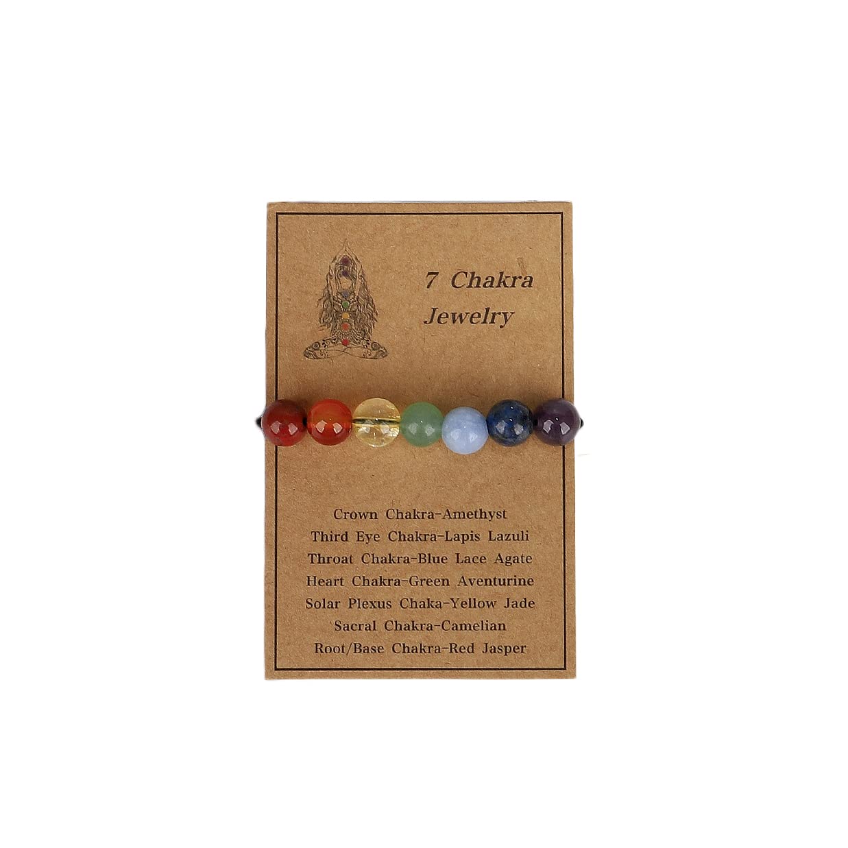 COLORFUL BLING Healing Chakra Crystal Bead Bracelet Spiritual Anxiety Relief Reiki Stone String Bracelet Balancing Energy Yoga Meditation Protection Jewelry-chakra