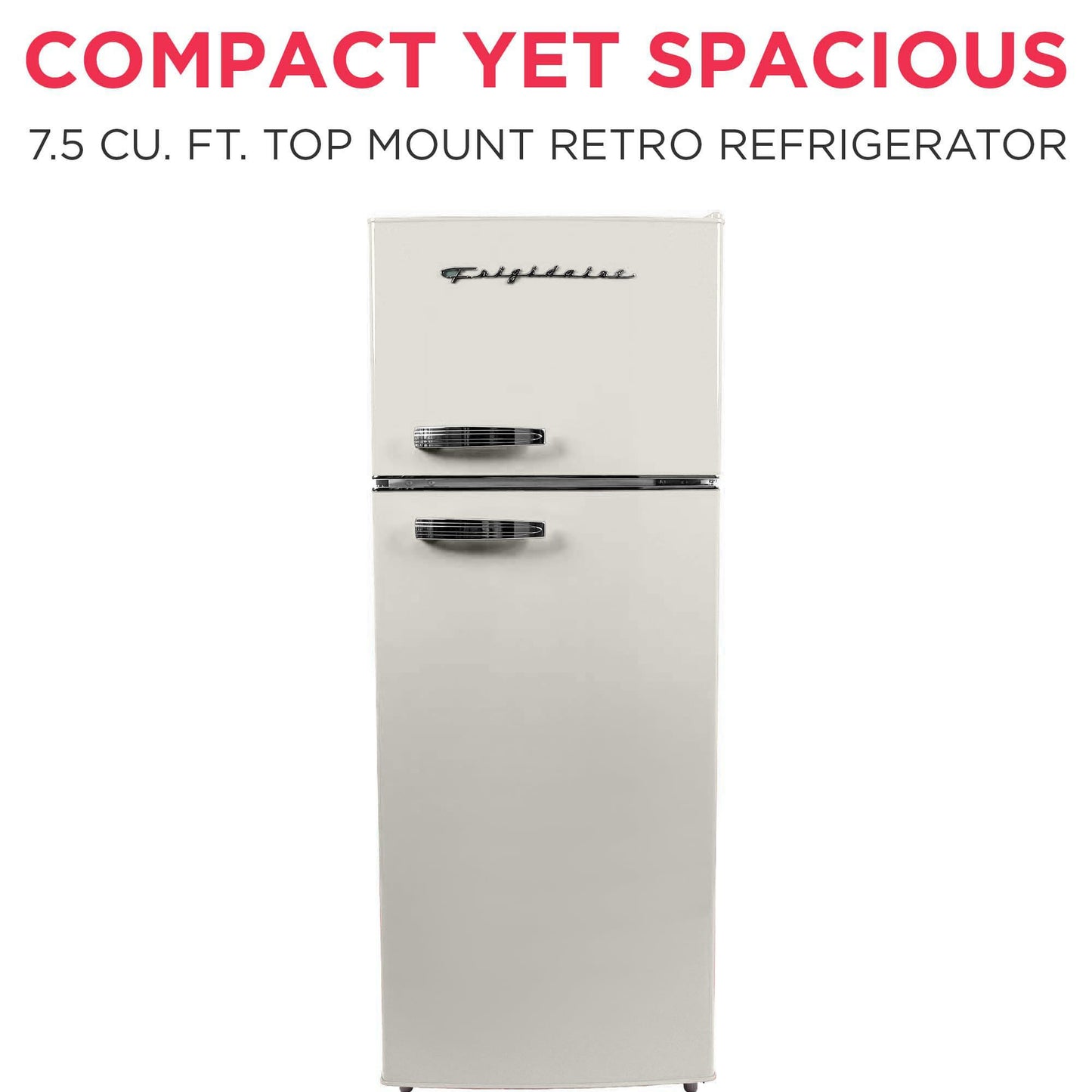 Frigidaire EFR753 Retro Apartment Size Refrigerator with Top Freezer - 2 Door Fridge with 7.5 Cu Ft of Storage Capacity, Adjustable Spill-Proof Shelves, Door & Crisper Bins, CREAM
