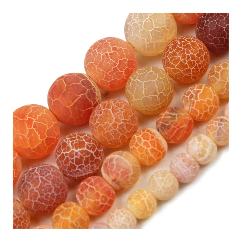 10mm Natural Orange Frosted Agate Gemstone Round Loose Beads Crystal Stone Bracelet Necklace Accessories Crafts for Jewelry Making DIY,1 Strand 15"