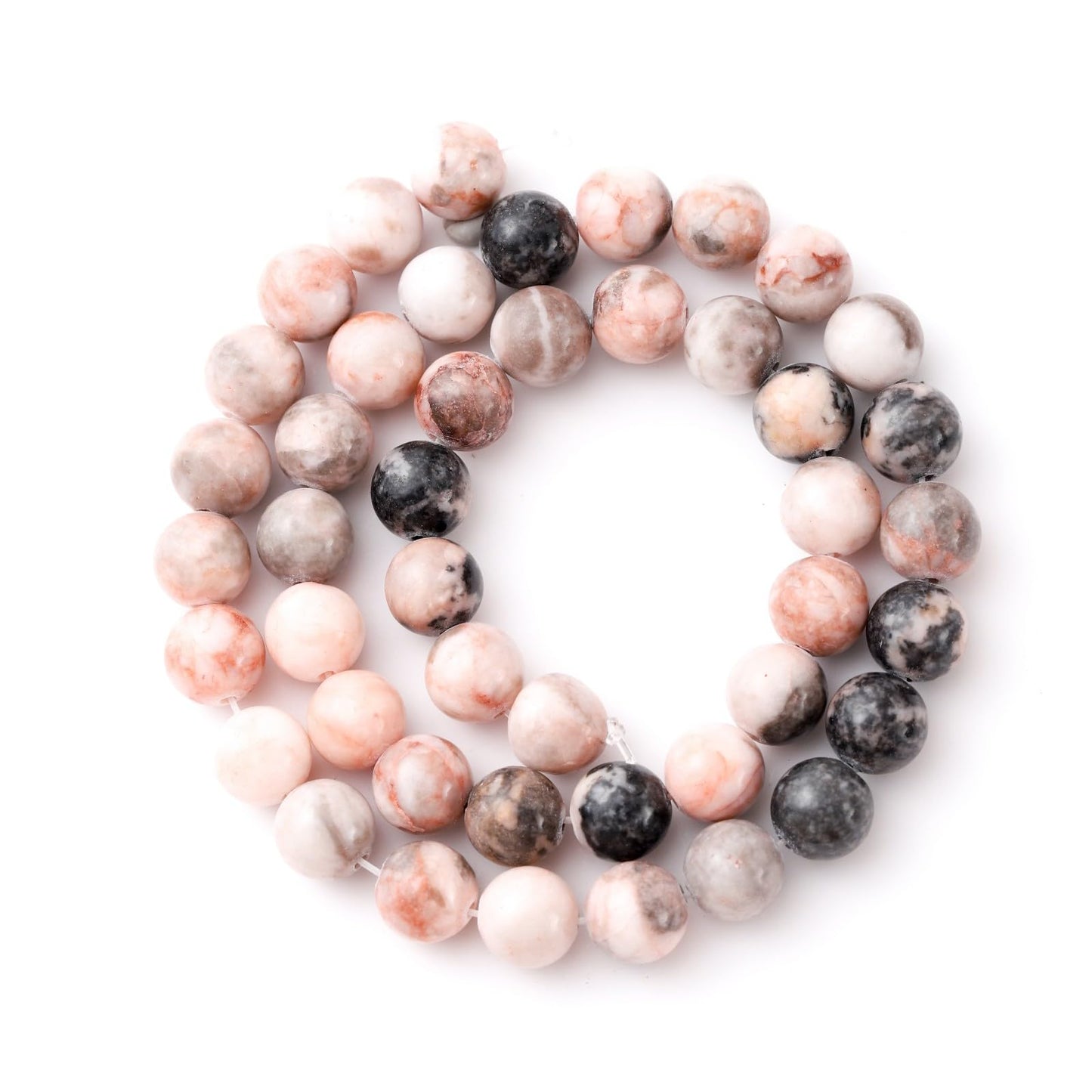 8mm 45pcs DIY Natural Pink Zebra Stone Beads Round Healing Crystal Gemstone Loose Beads for Jewelry Making Handmade Bracelet Necklace