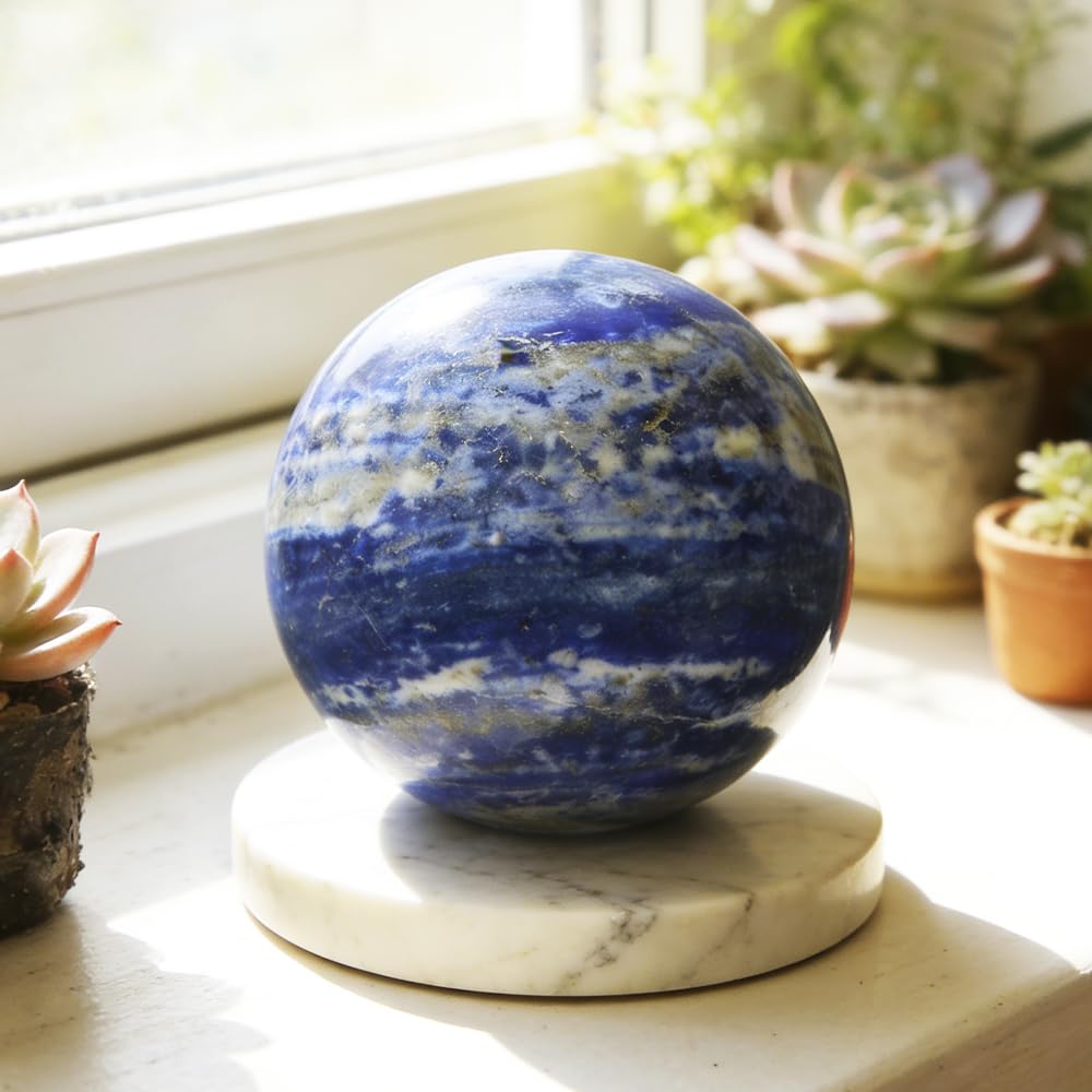 6-7CM/2.36-2.76inch Natural Crystal Spheres Lapis Lazuli Polished Divination Ball Decorative Sphere Reiki Healing Crystals Ball Healing Stone Crafts(Lapis Lazuli, 60-70mm)