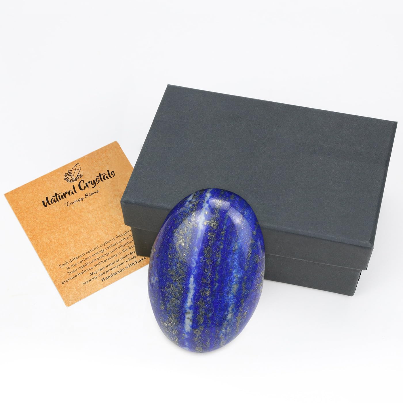 MAIBAOTA 2.4" Lapis Lazuli Crystal Stone Polished Palm Stone 0.7" Thick Natural Reiki Gemstone Worry Stone Healing Crystals Energy Balancing Anxiety Stress Relief Meditation 1 Pc