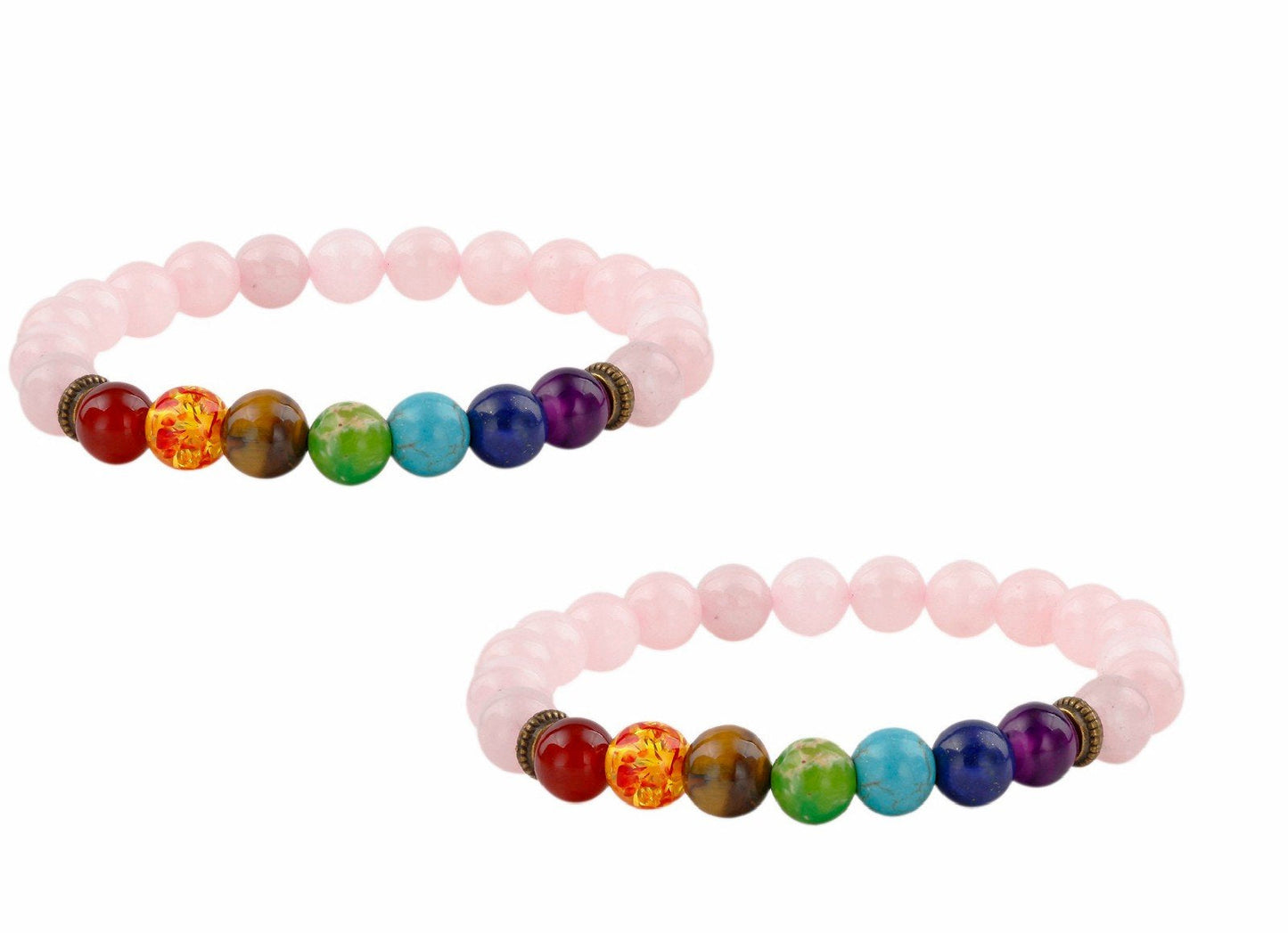 TUMBEELLUWA Beads Bracelets for Men and Women, Semi Precious Stone Yoga Beads Chakra Bracelet,Rose Quartz