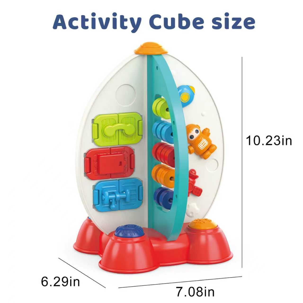 Zcpotizi Space Rocket Sensory Toy for Toddlers 1-3, Space-Themed Fine Motor Activity Toy with Music, Bead Maze, Gears, Lights & Songs, Baby Learning Toy, 1st Birthday Gift for Boys Girls 18M+